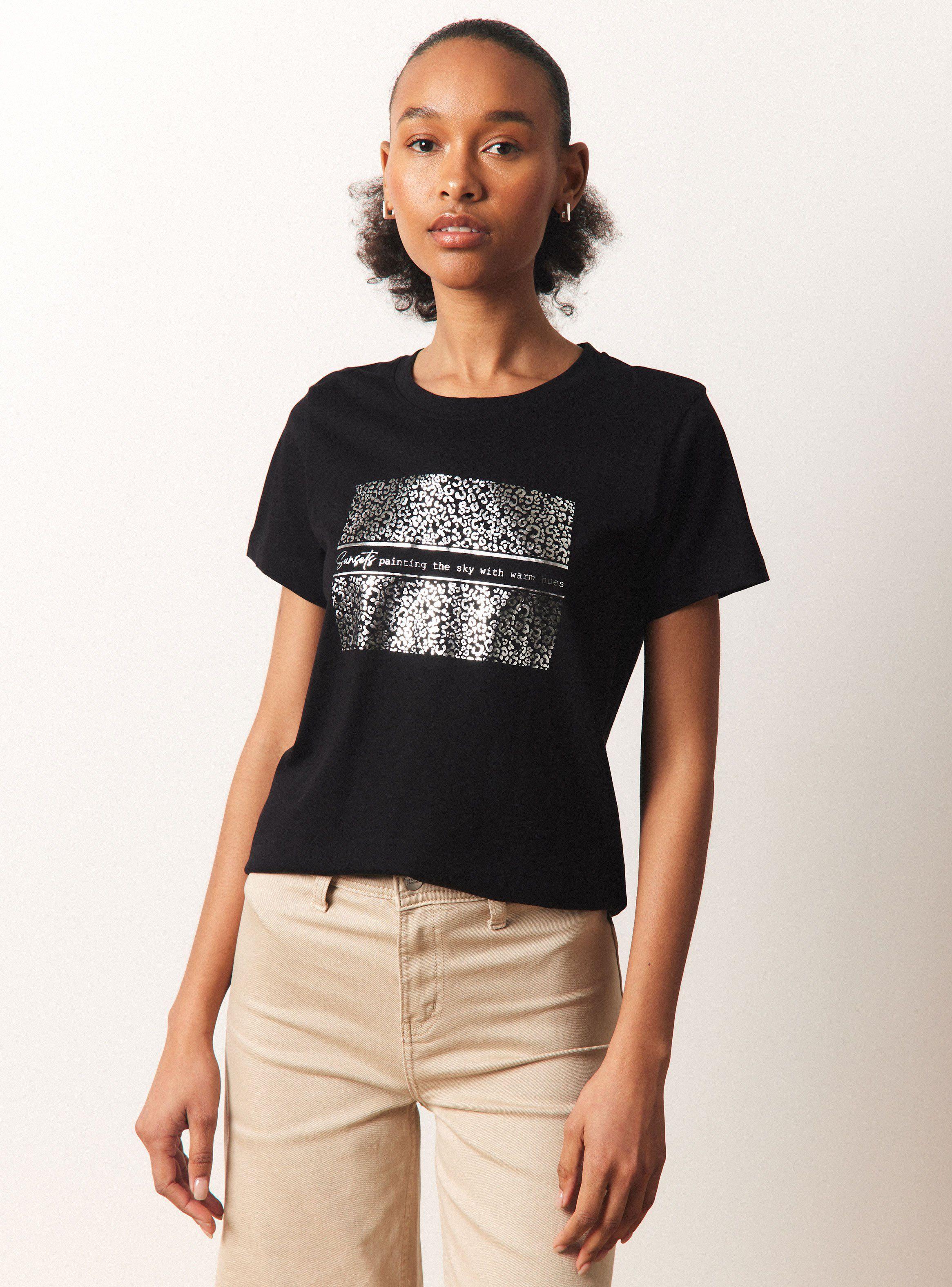 Polera Básica Estampado Metalizado-0