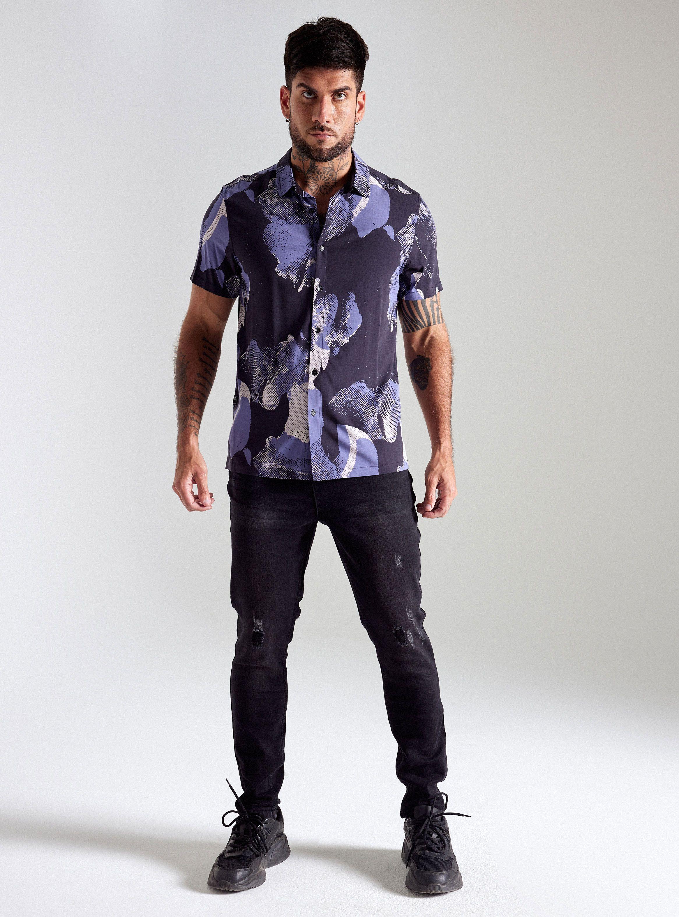 Camisa de Vestir Flores Abstractas-4