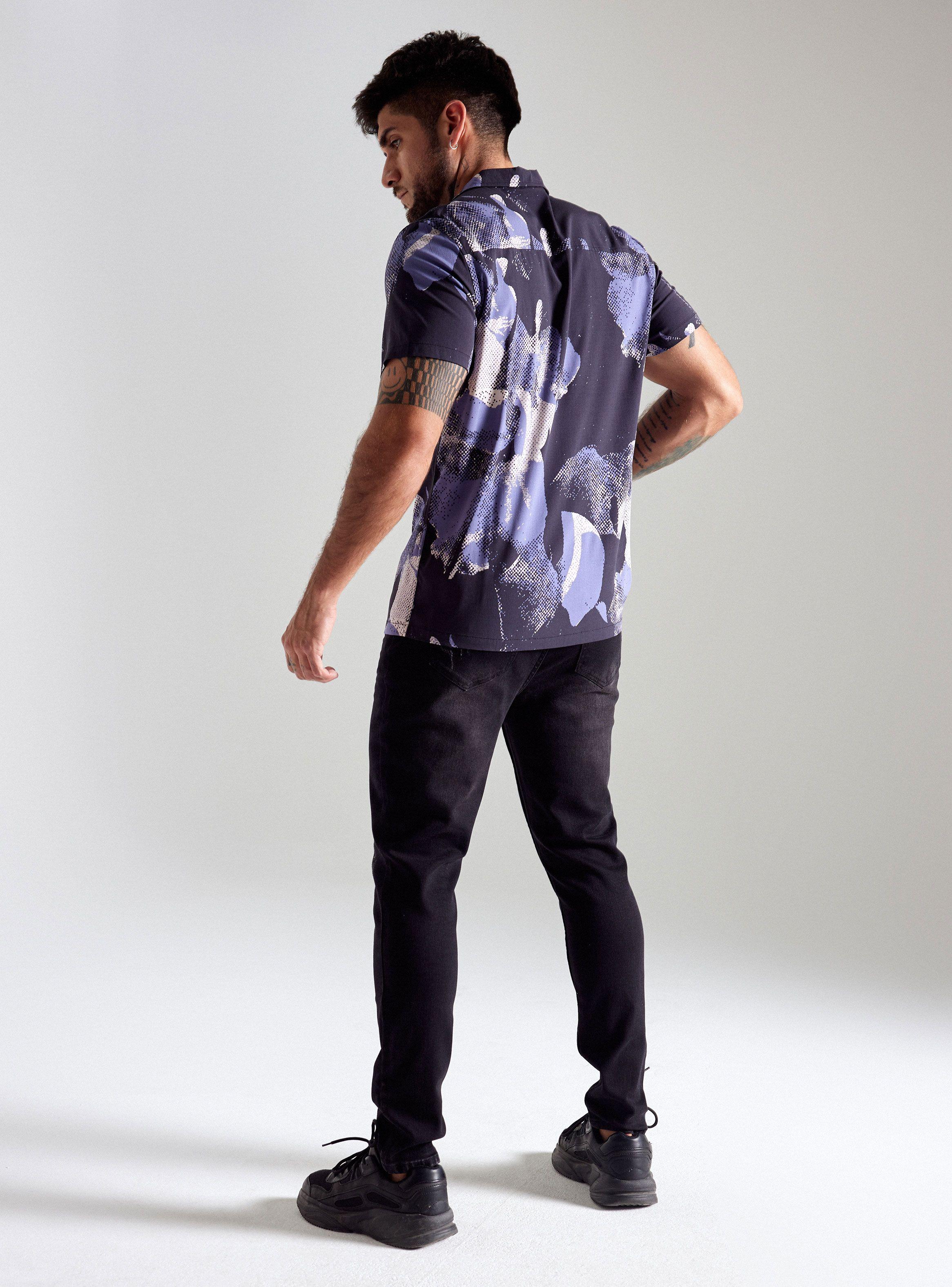 Camisa de Vestir Flores Abstractas-5