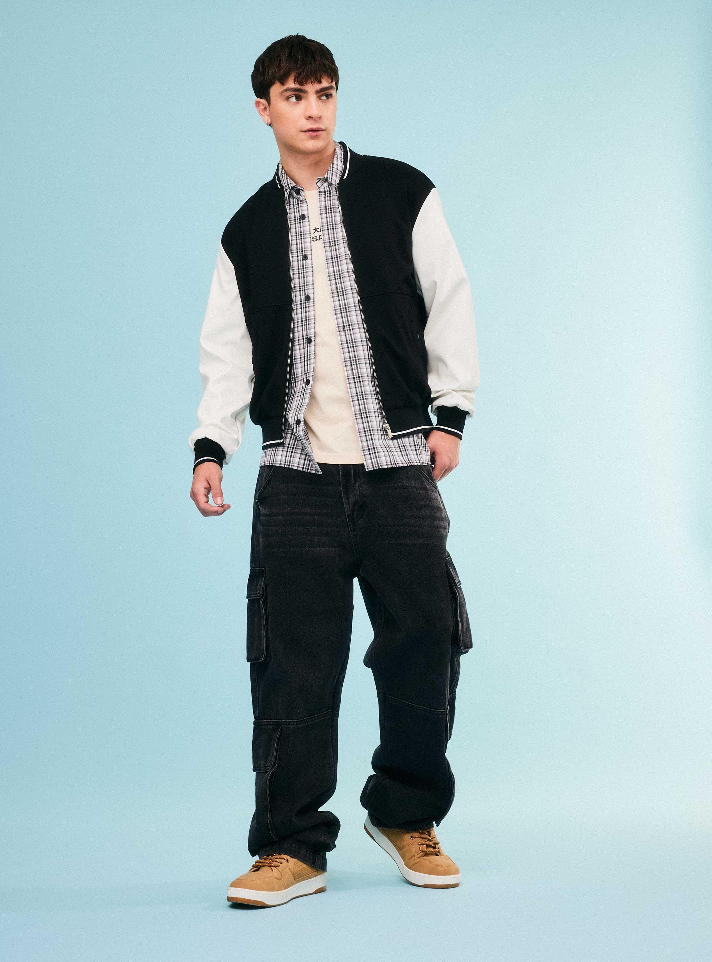 Chaqueta Bomber Bitono Relaxed Fit-4