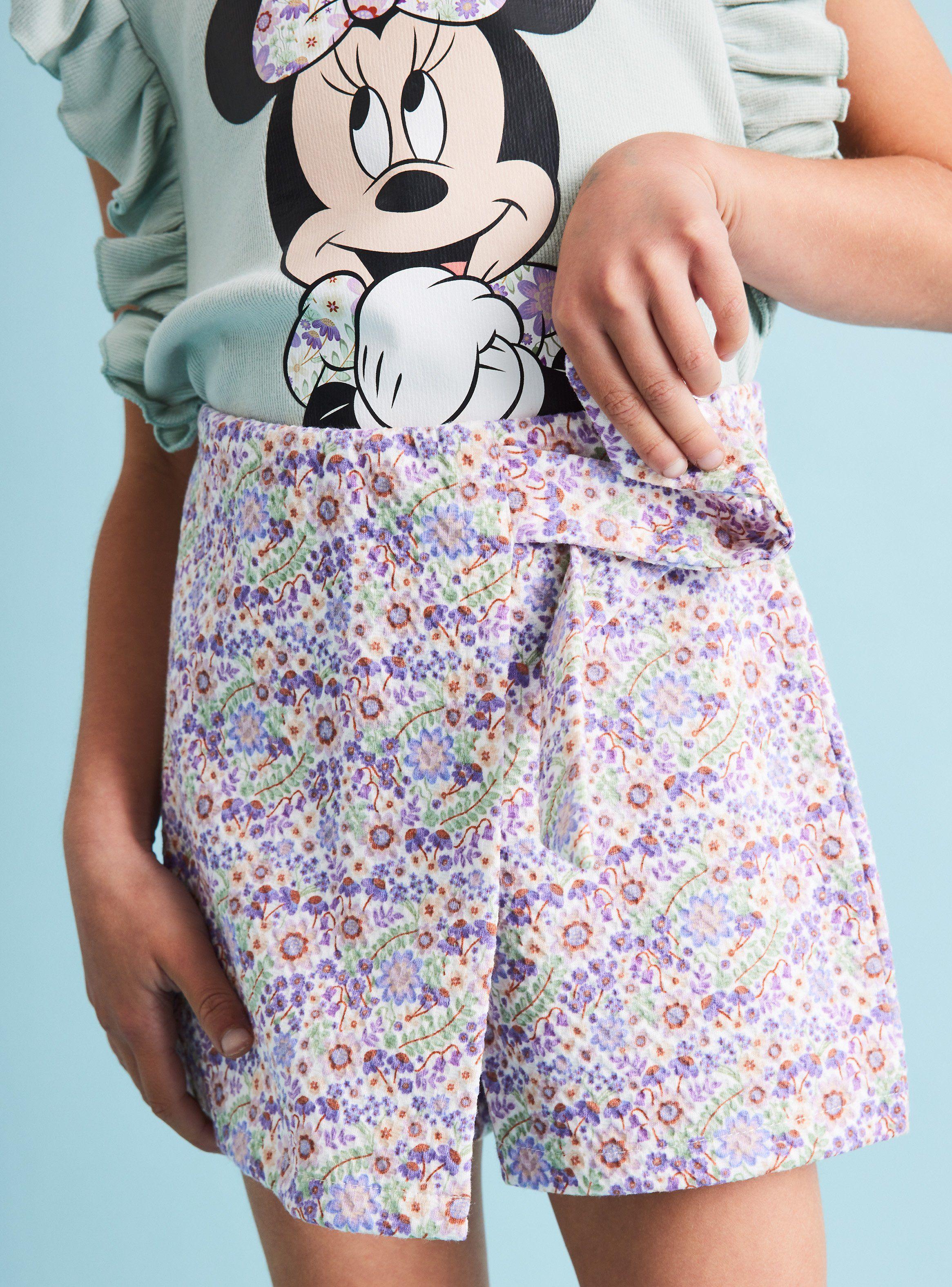 Short Falda con Lazo Ñiña Estampado Flores Minnie Mouse-1