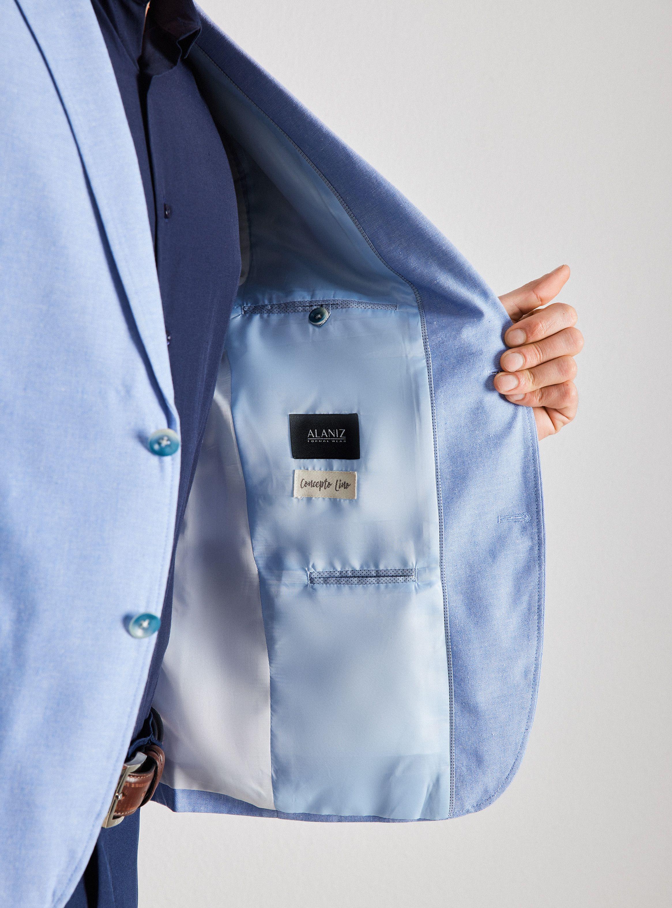 Blazer Vestón Liso Lino Algodón Slim Fit de Alaniz