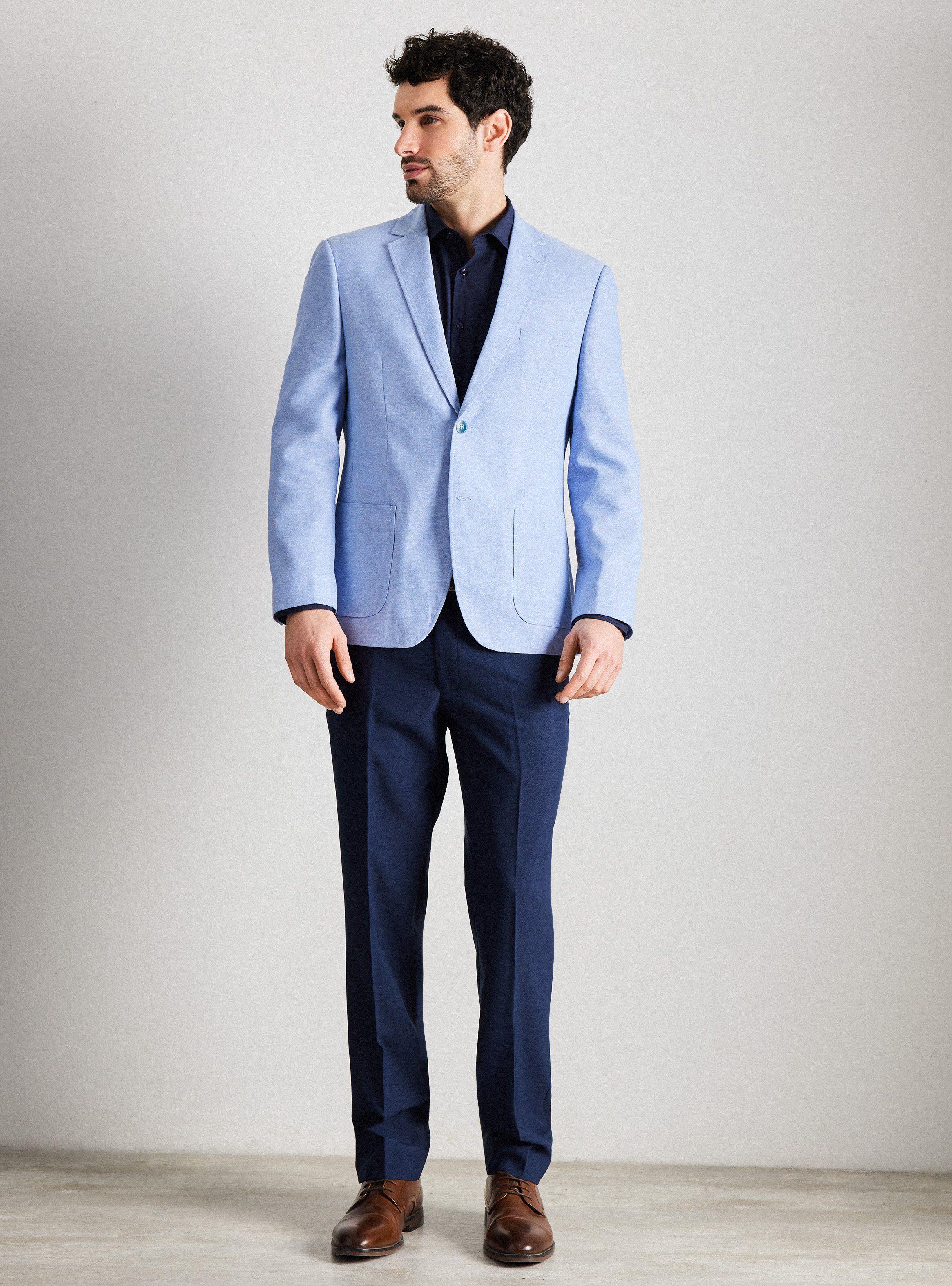 Blazer Vestón Liso Lino Algodón Slim Fit de Alaniz