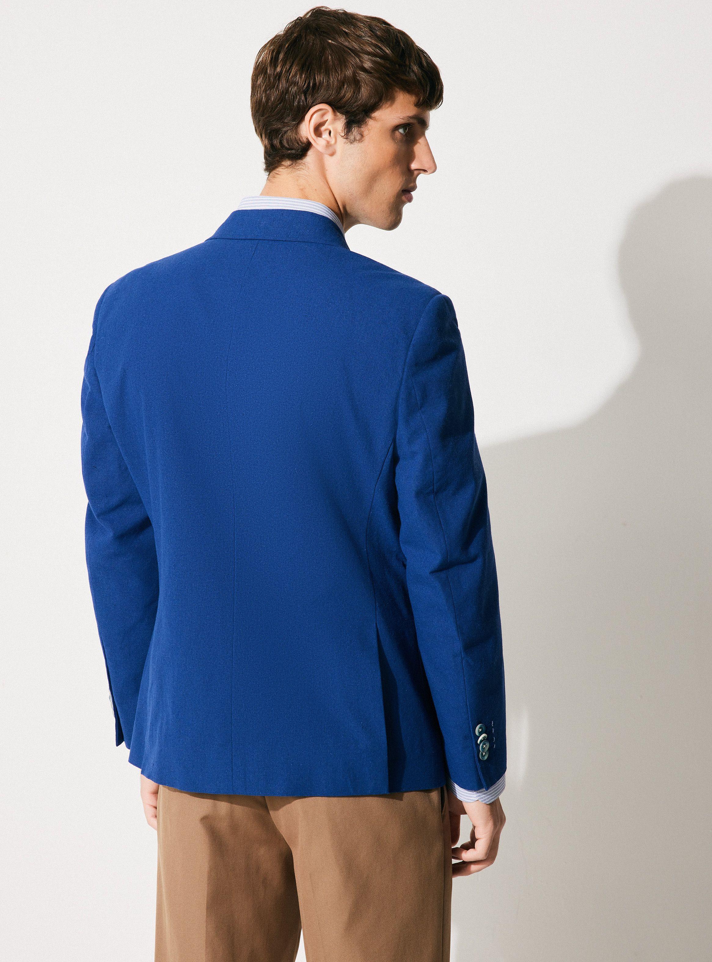 Blazer Vestón Liso Lino Algodón Slim Fit-1