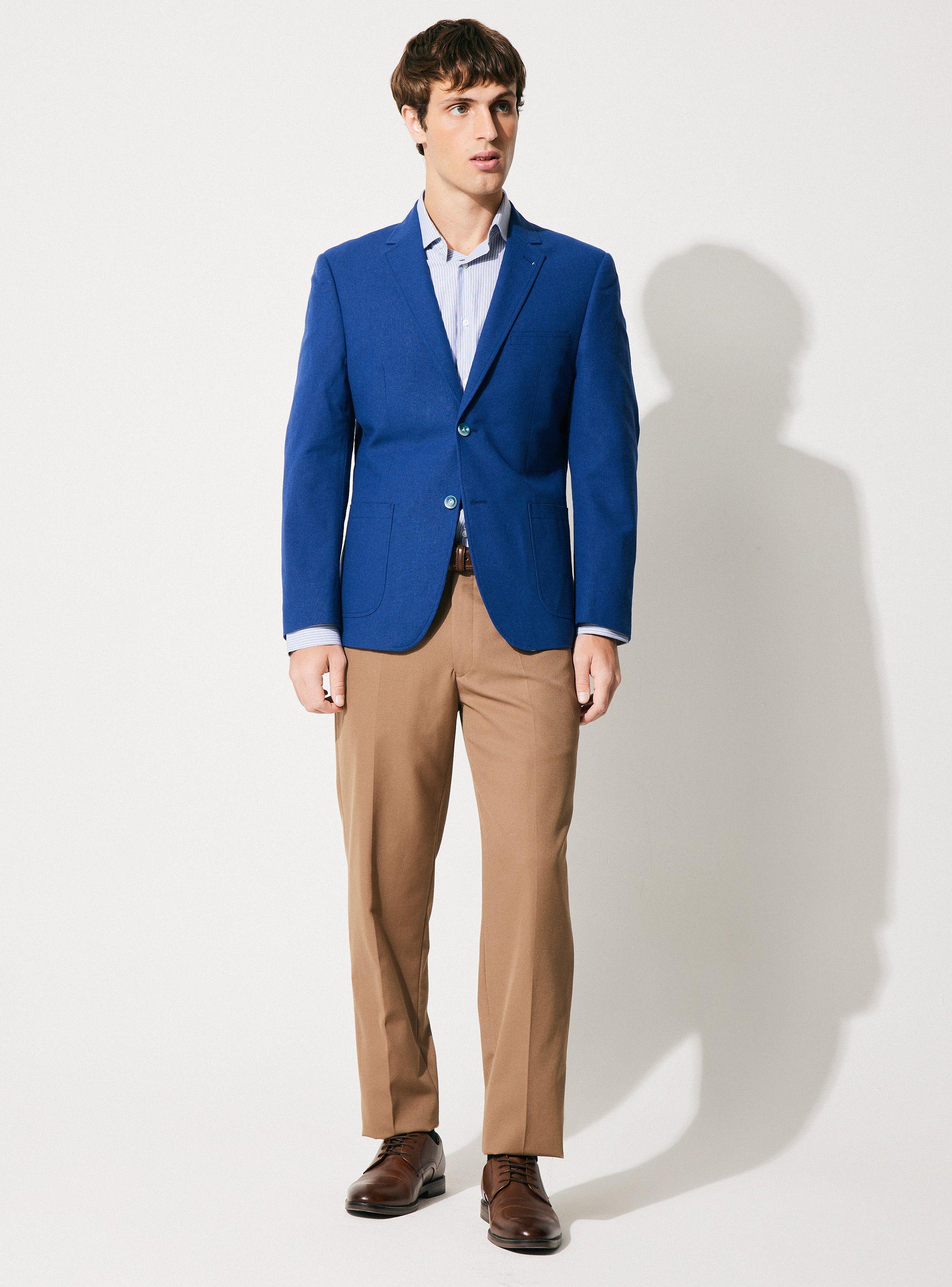 Blazer Vestón Liso Lino Algodón Slim Fit-4