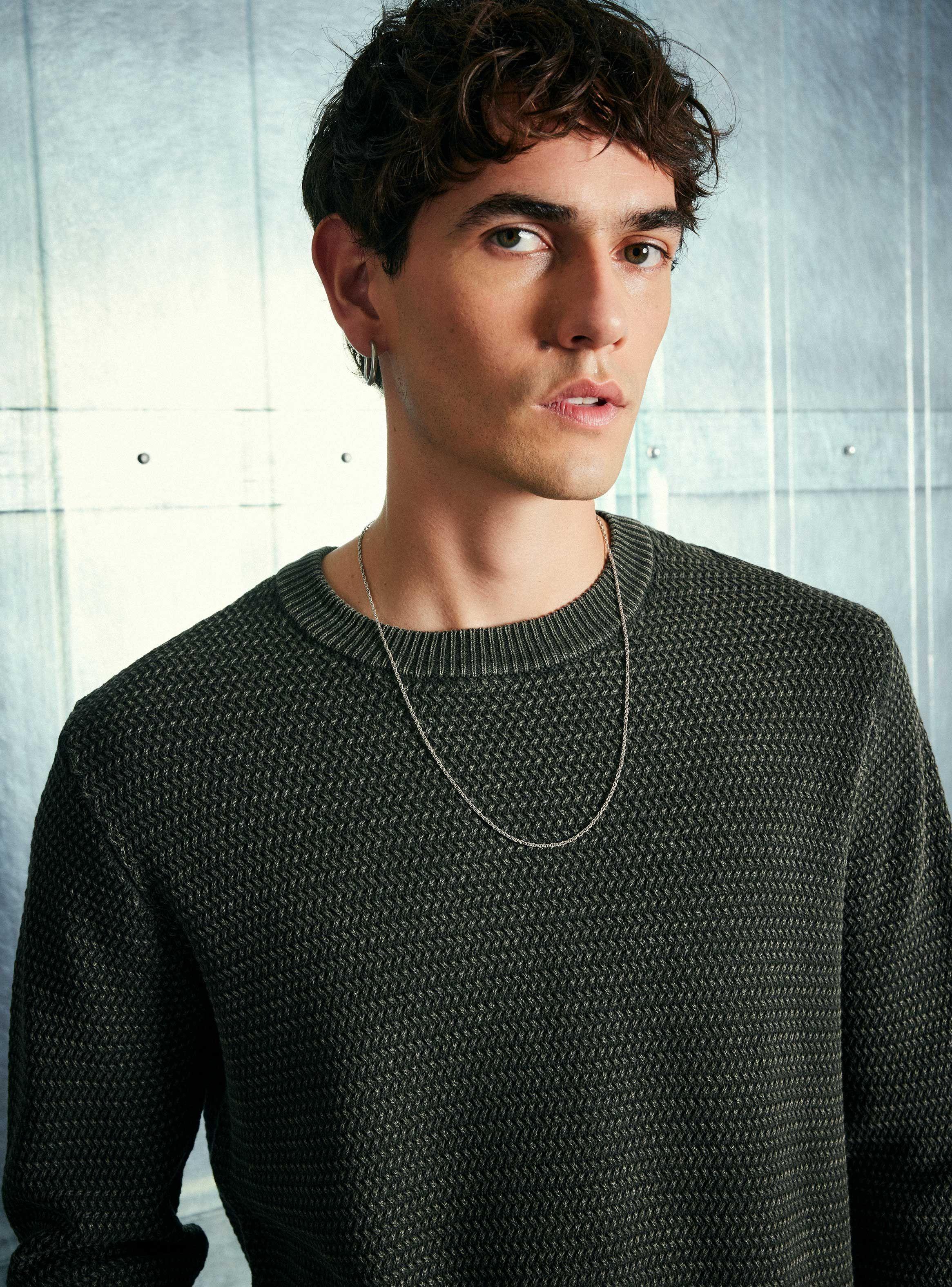 Sweater Punto Arroz Lavado-2