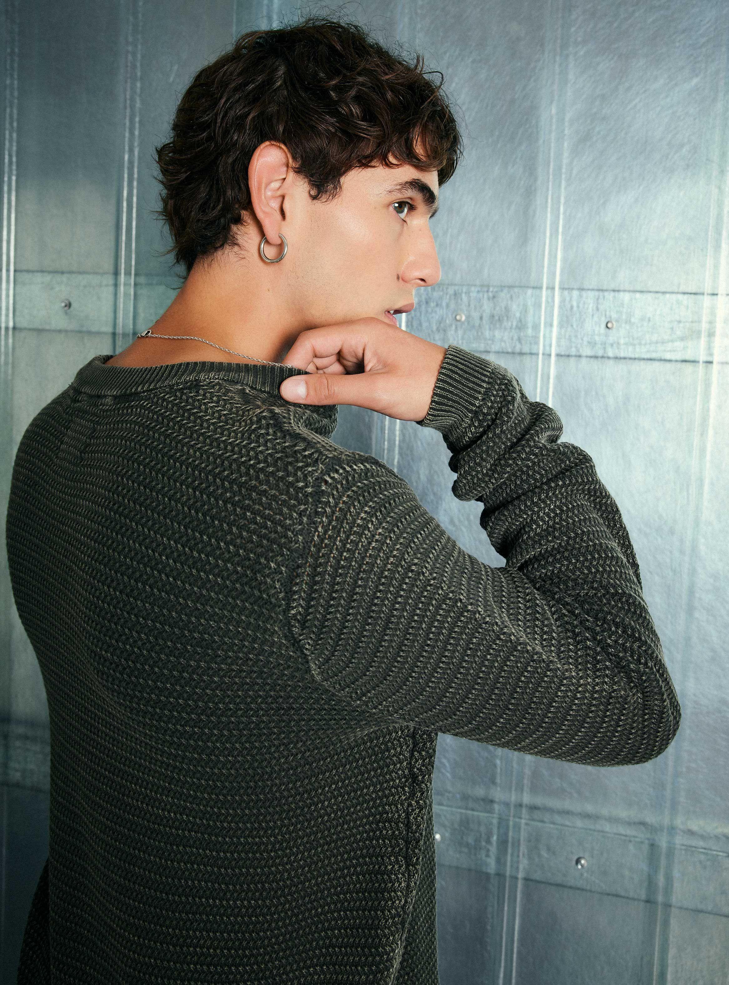 Sweater Punto Arroz Lavado-3