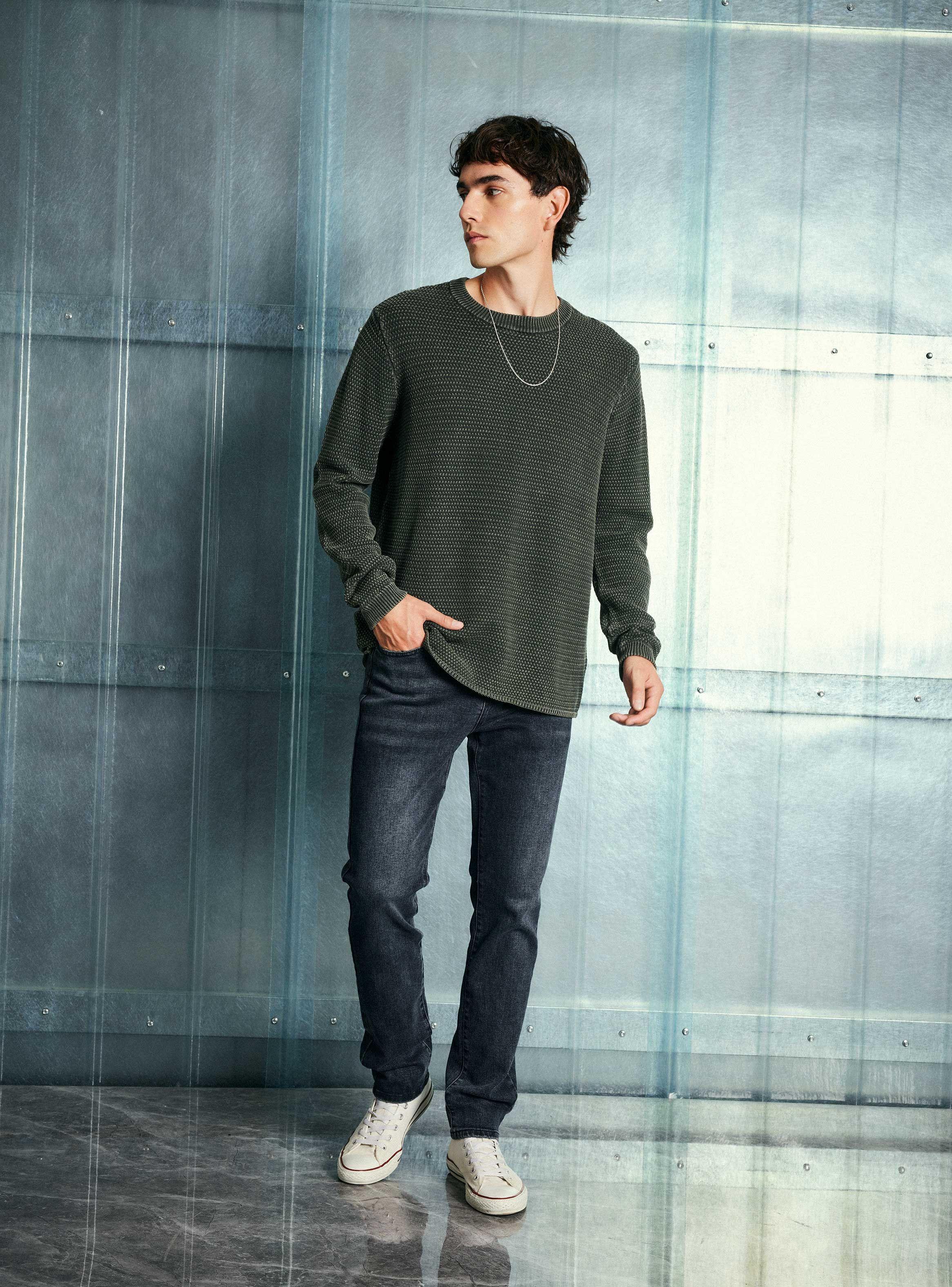 Sweater Punto Arroz Lavado-4