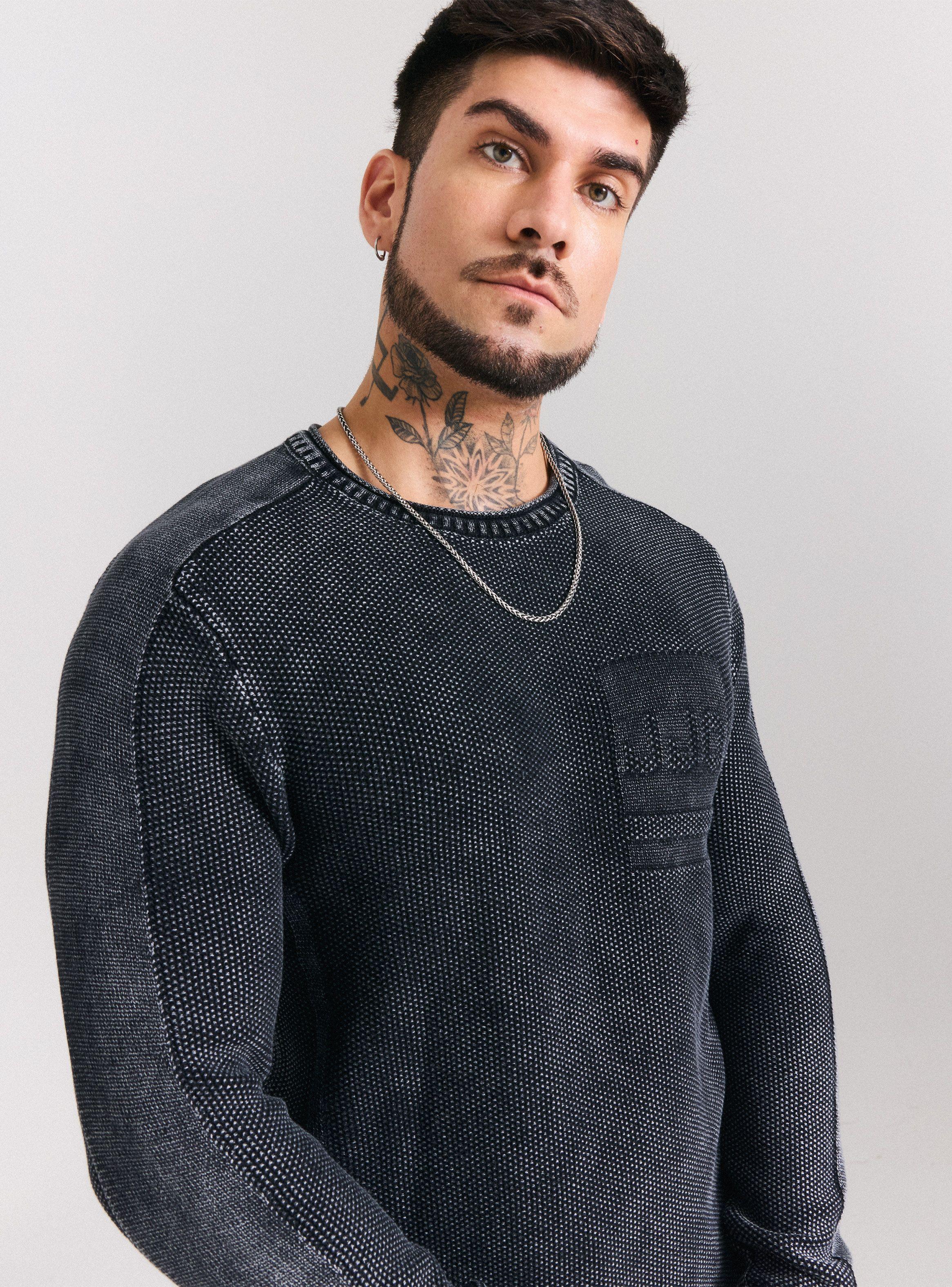 Sweater Punto Arroz Lavado Bolsillo Falso-2