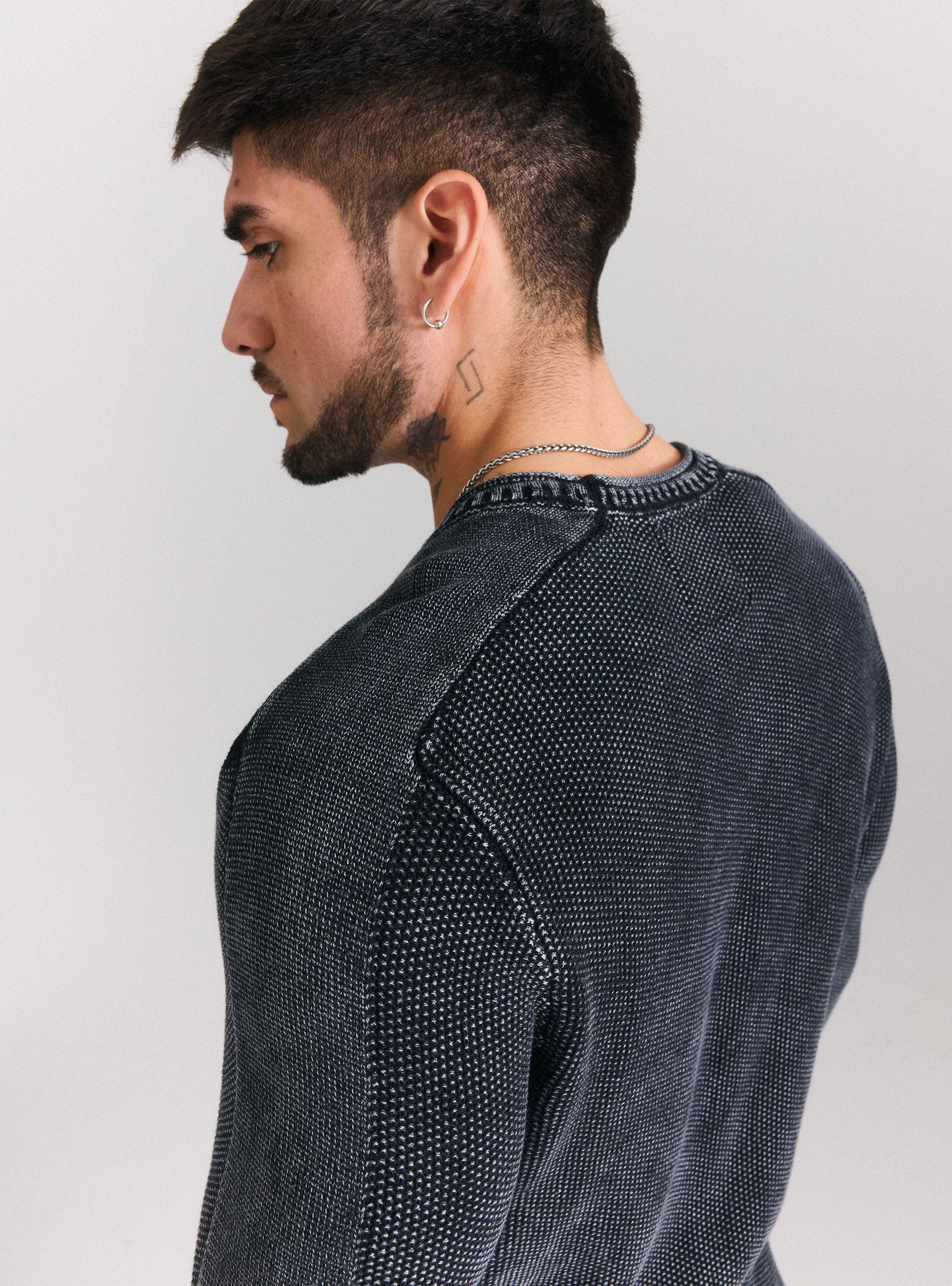 Sweater Punto Arroz Lavado Bolsillo Falso-3