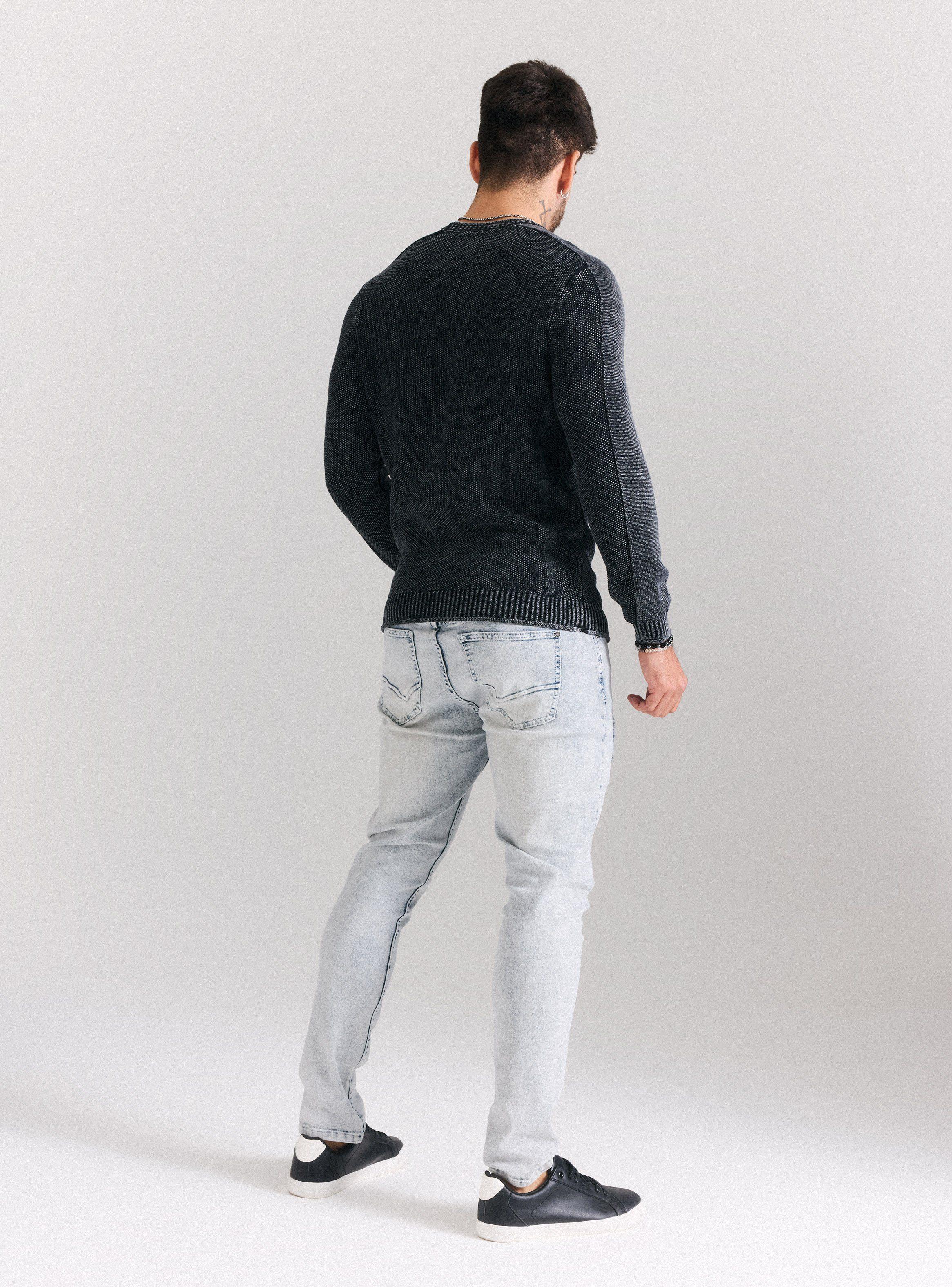 Sweater Punto Arroz Lavado Bolsillo Falso-5