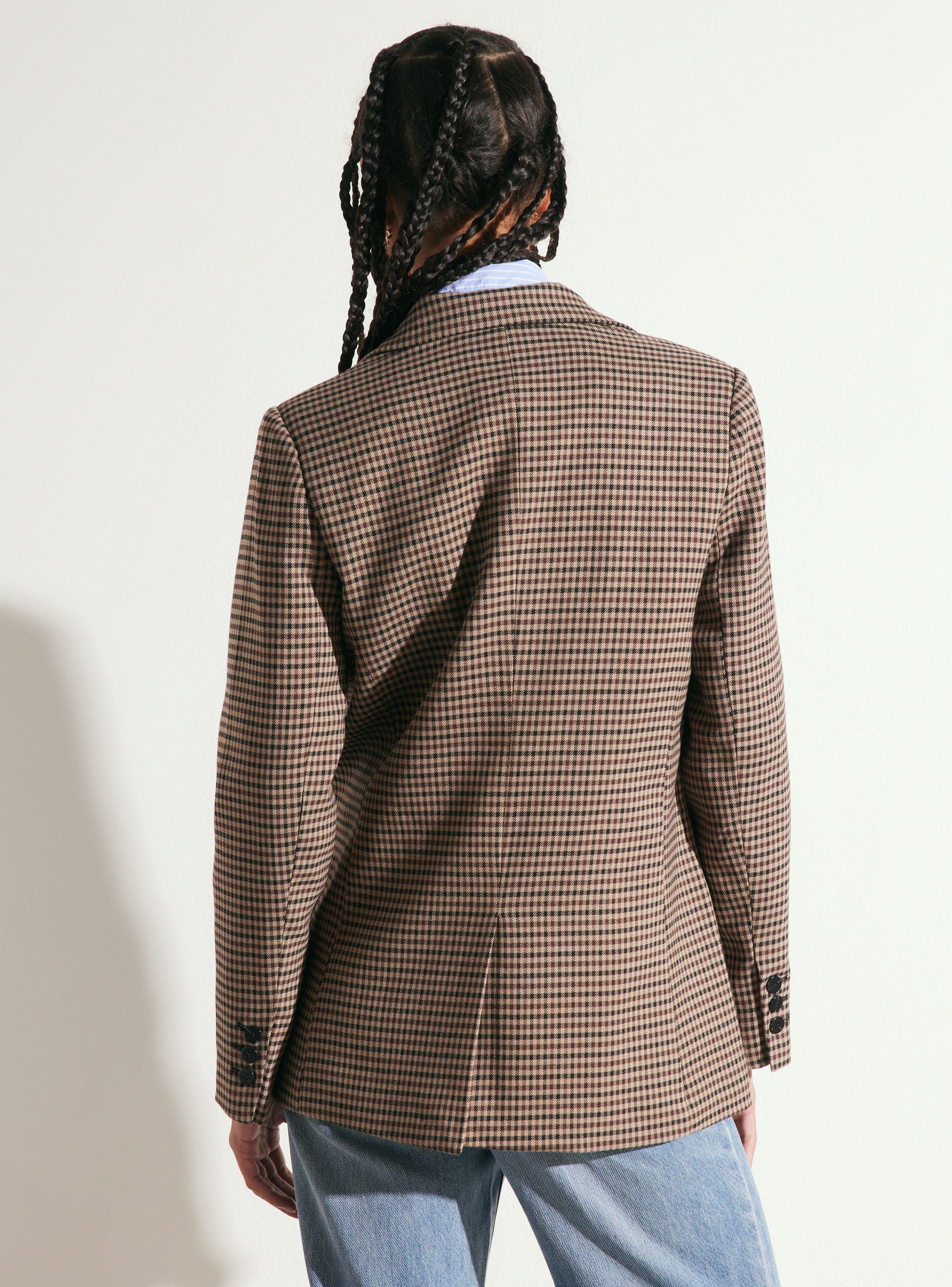 Blazer Cuadrillé Doble Botón-1