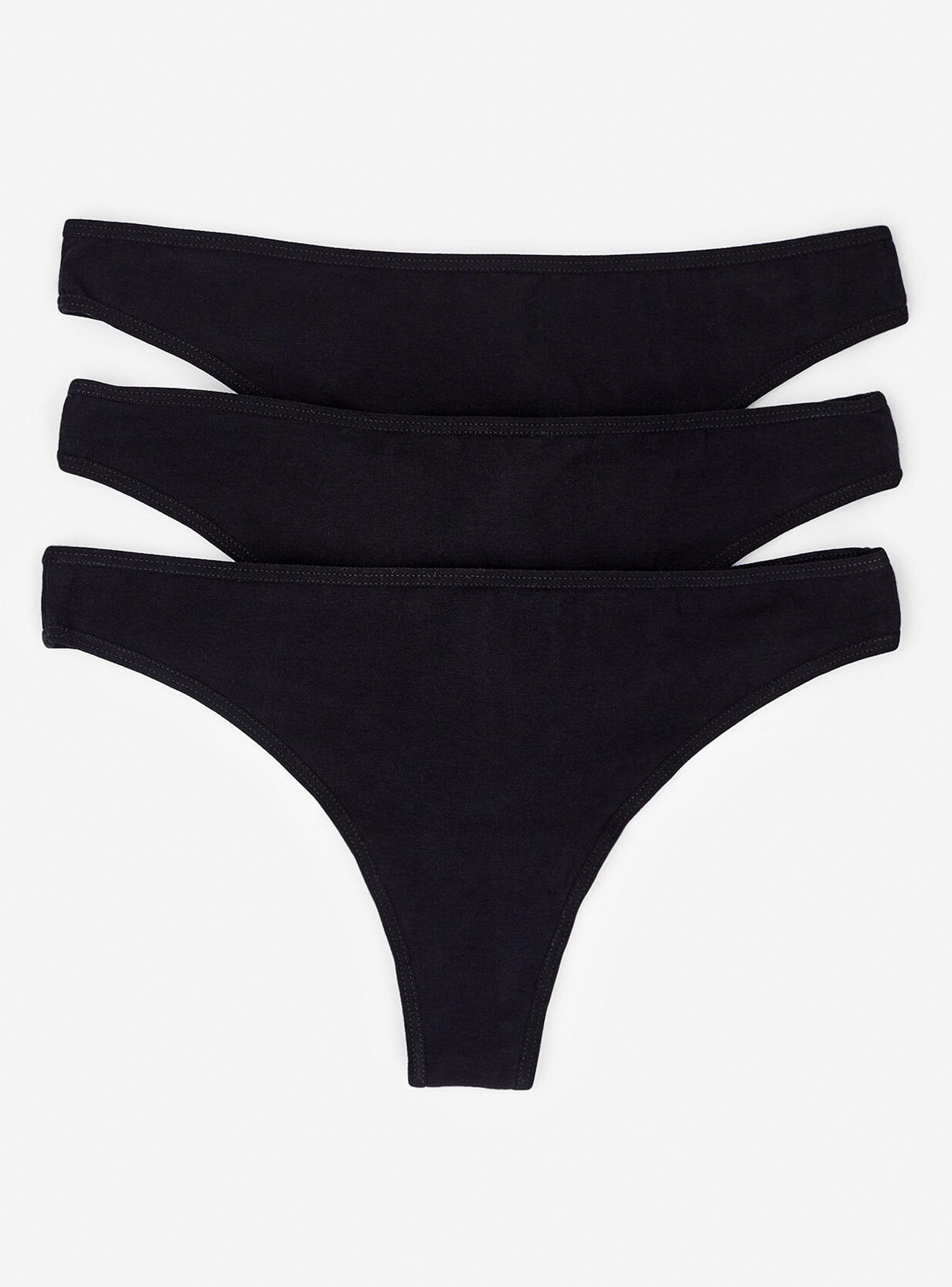 Pack 3 Calzones Algodón Thong Negro-0