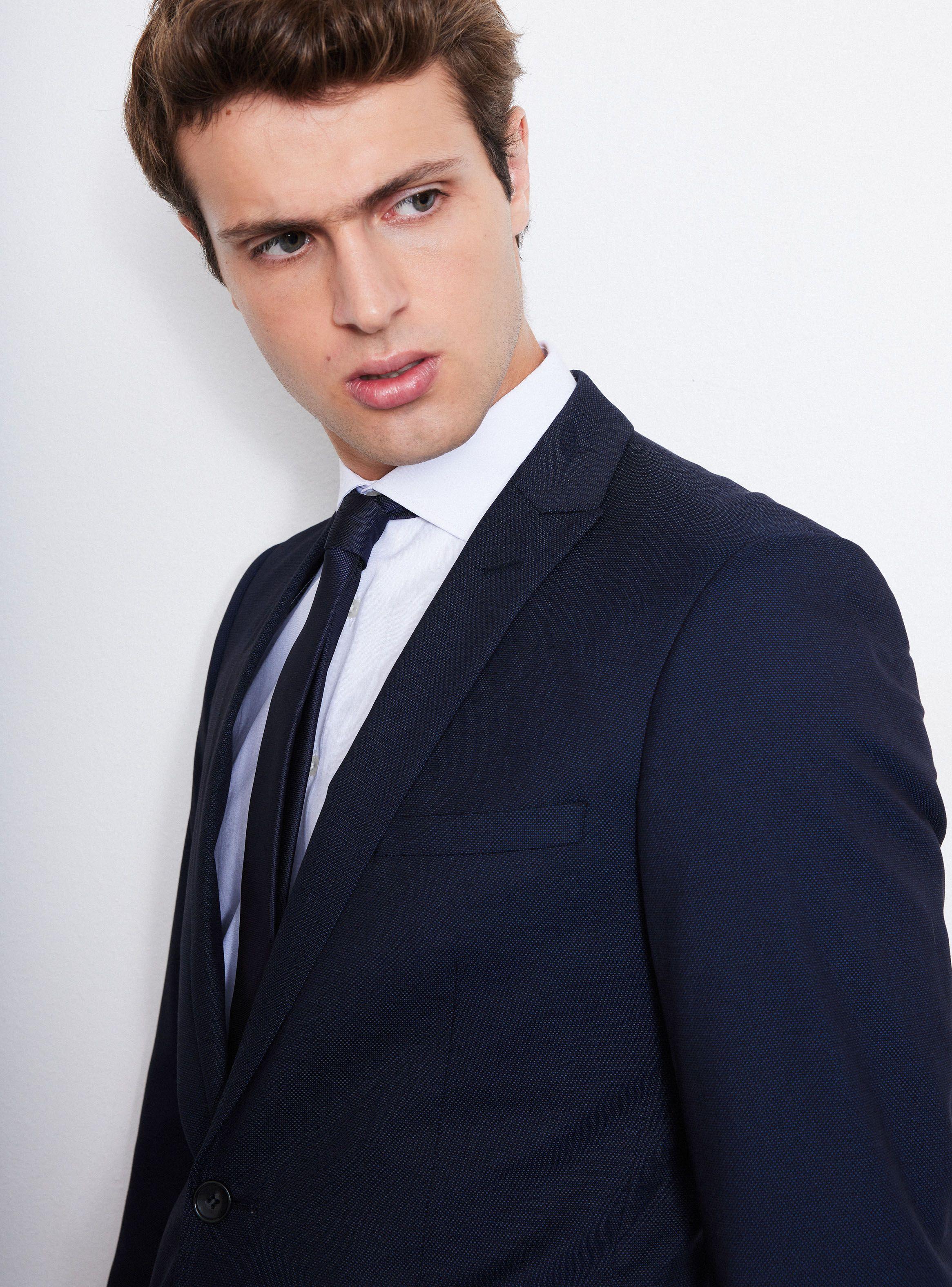 Traje Recto Texturado Slim Fit Vuelta De Cruzado-2