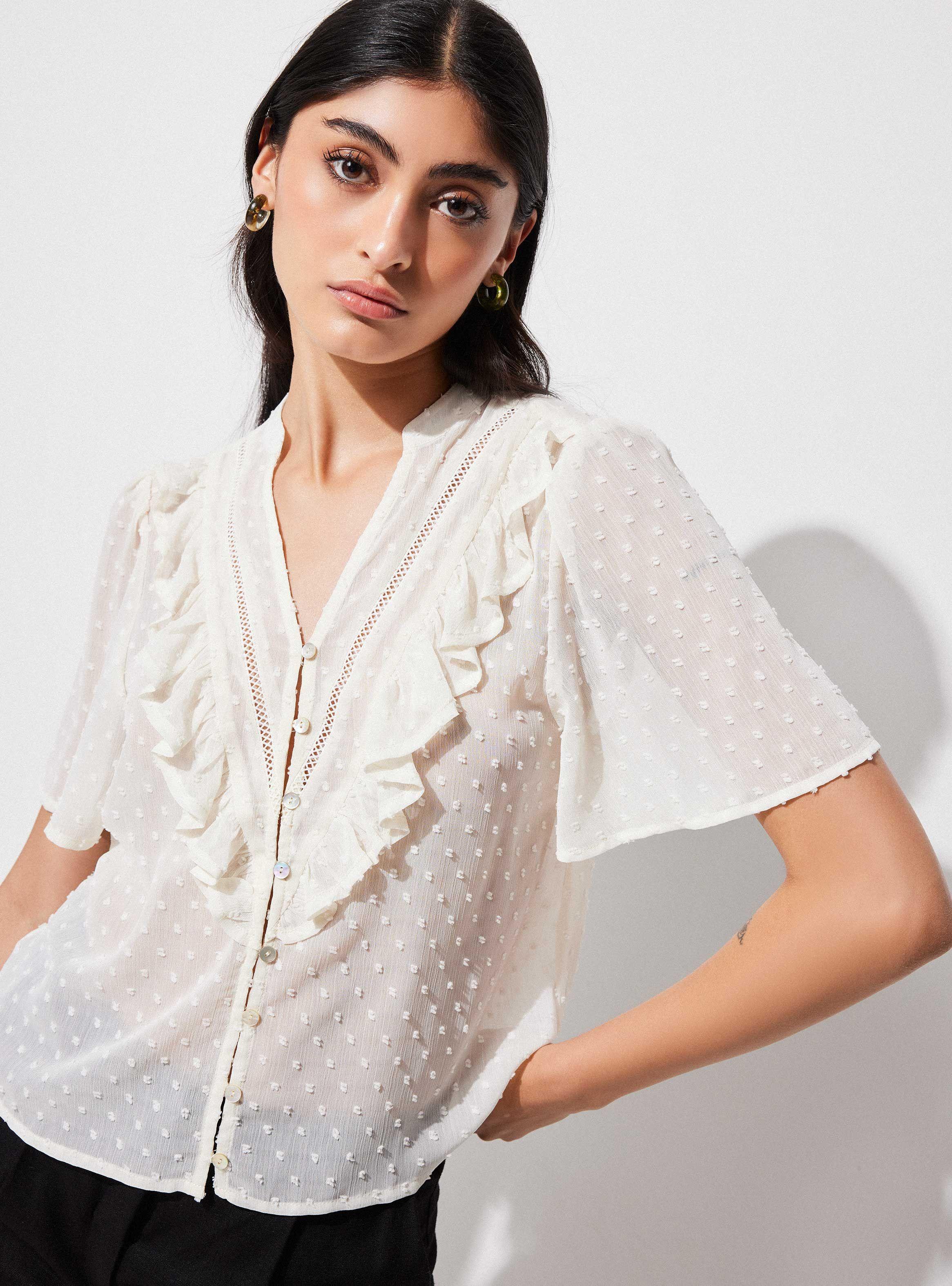 Blusa de Plumetti con Vuelos y Cinta-2