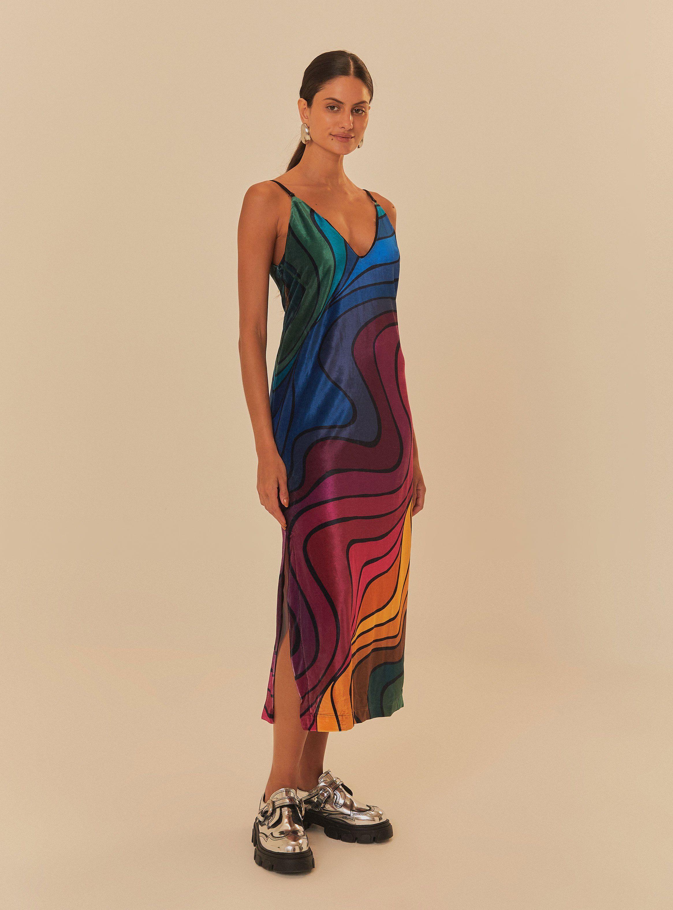 Vestido Midi Escotado Colorido-1