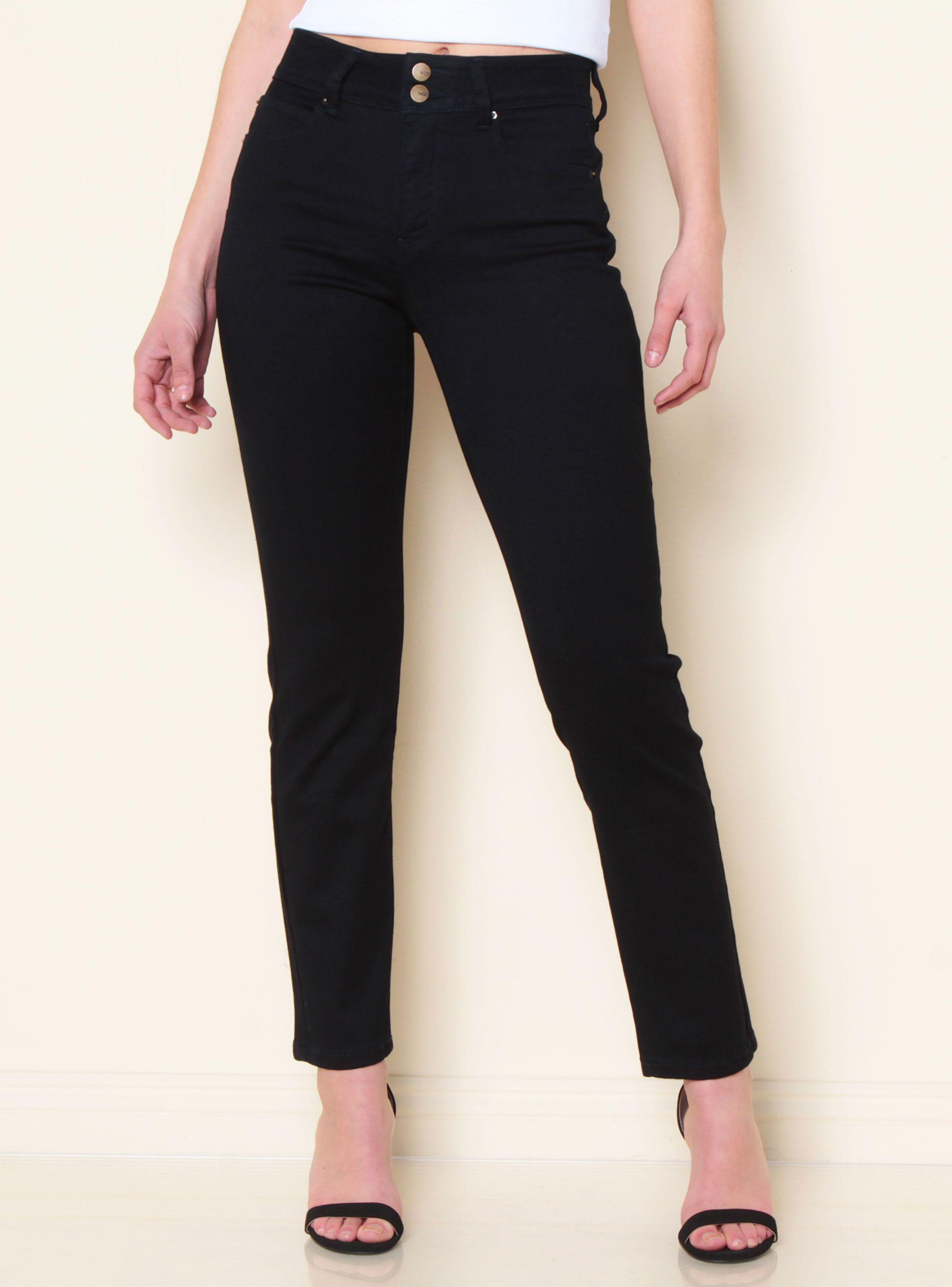 Jeans Tiro Alto Pretina Media 2 Botones Push Up-0