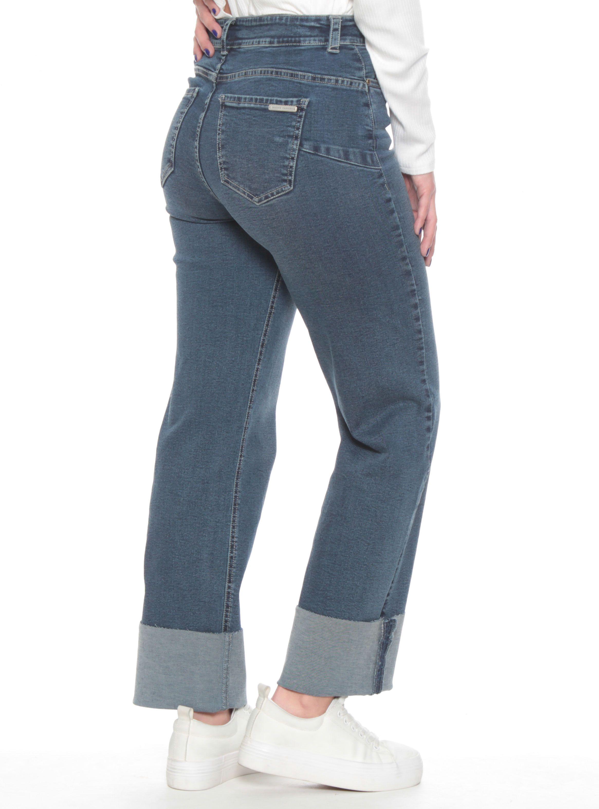 Jeans Recto Roll Up Trio Alto Pretina Básica-1