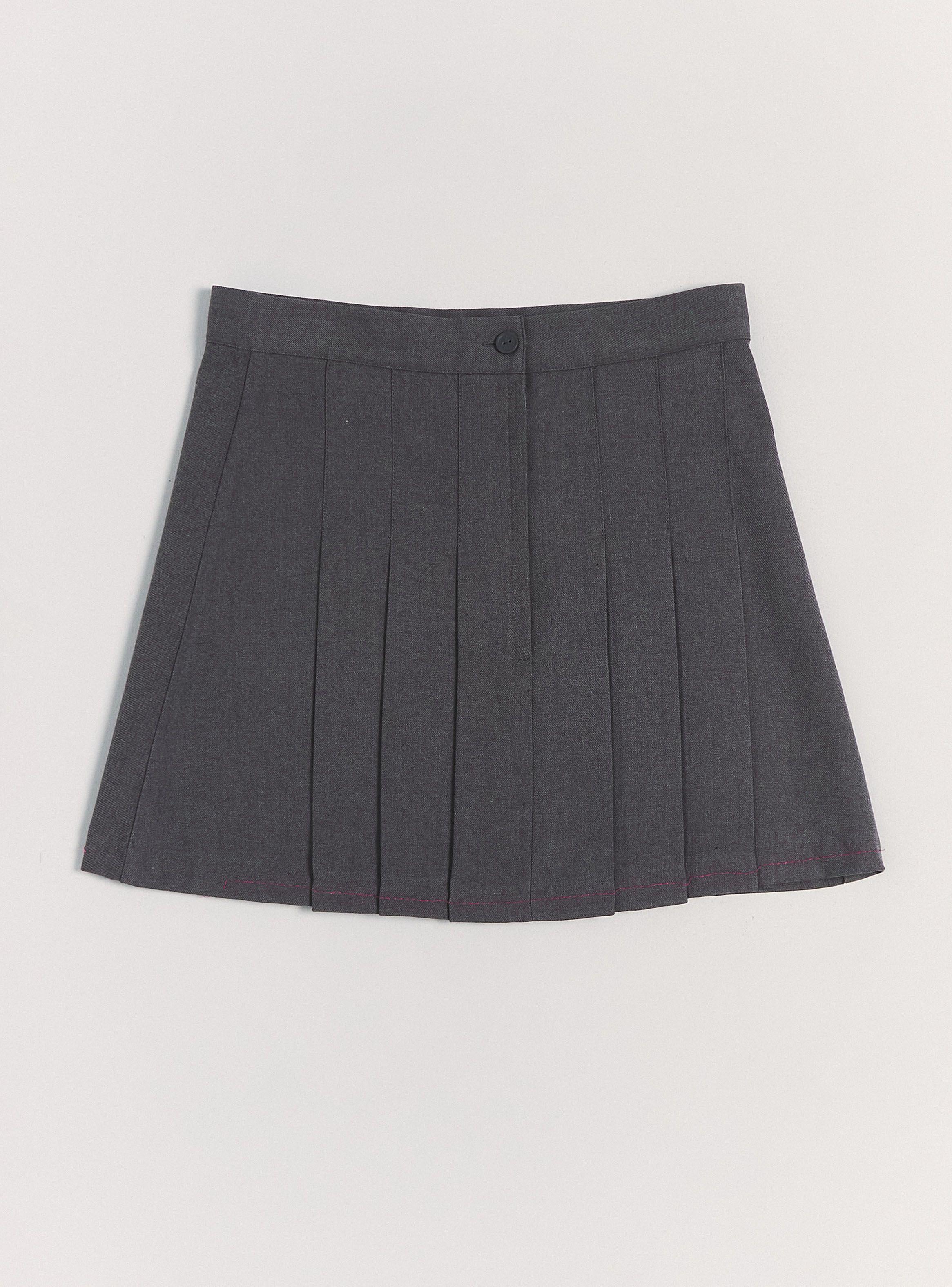 Falda Gris Tableada De 10 A 16-4
