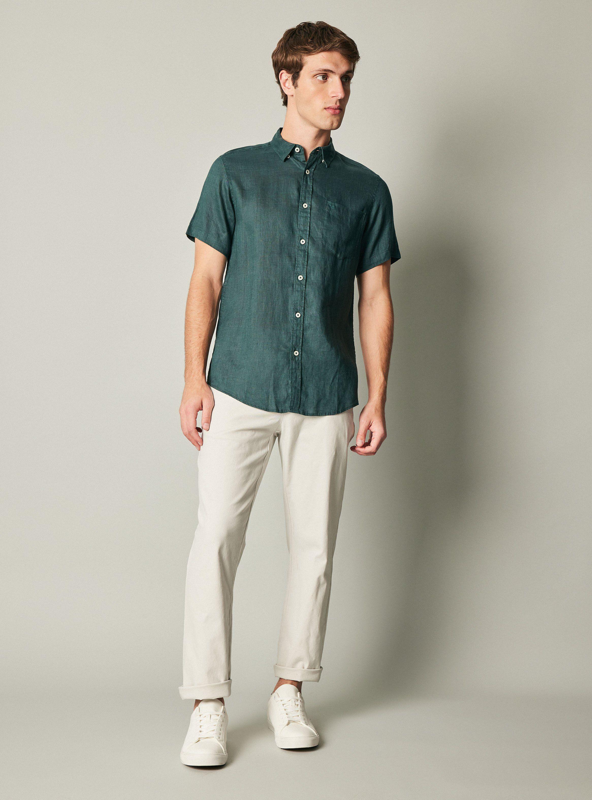 Camisa Manga Corta Lino Casual-4