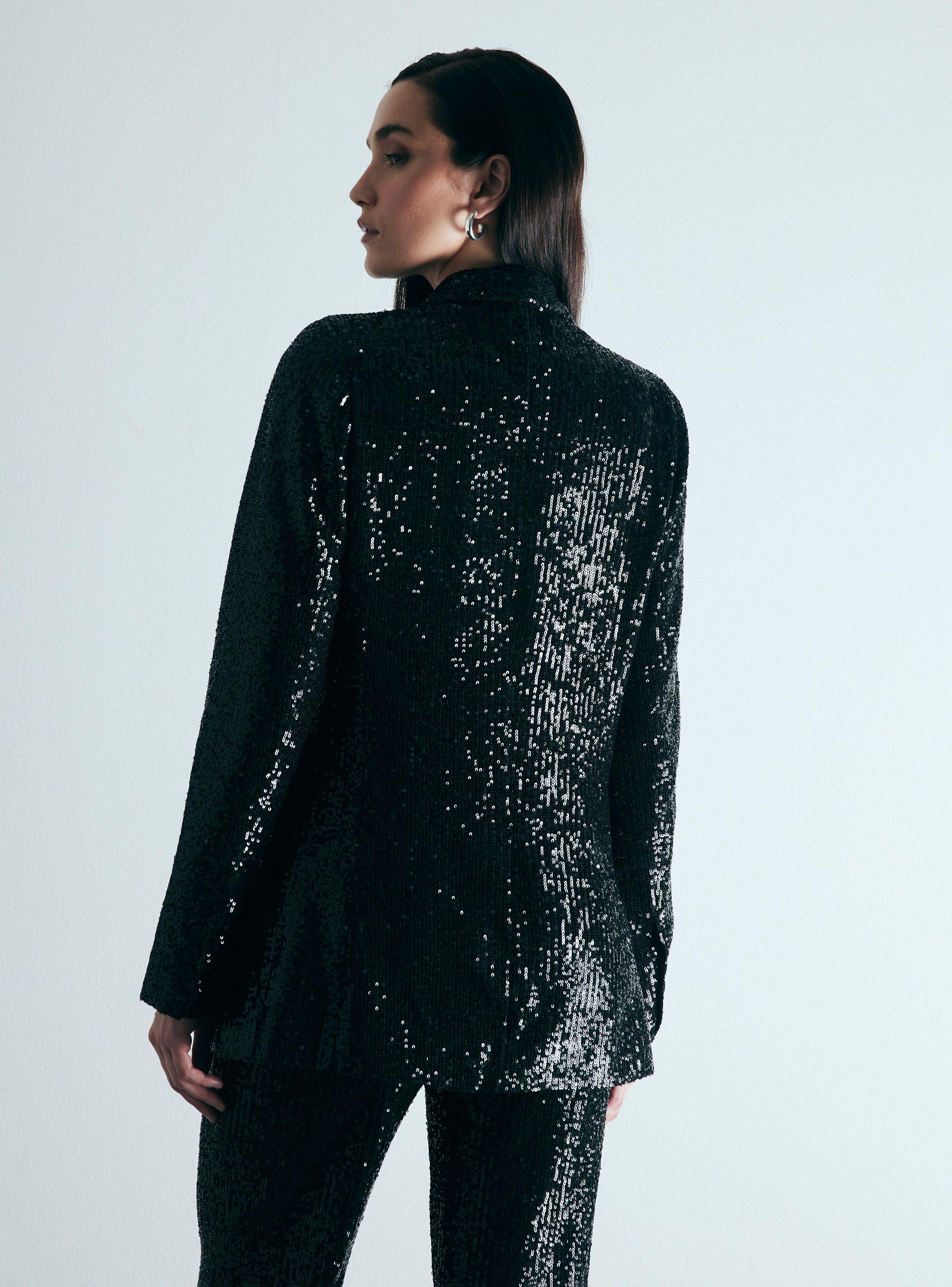 Blazer Lentejuelas con Solapa Angosta-1