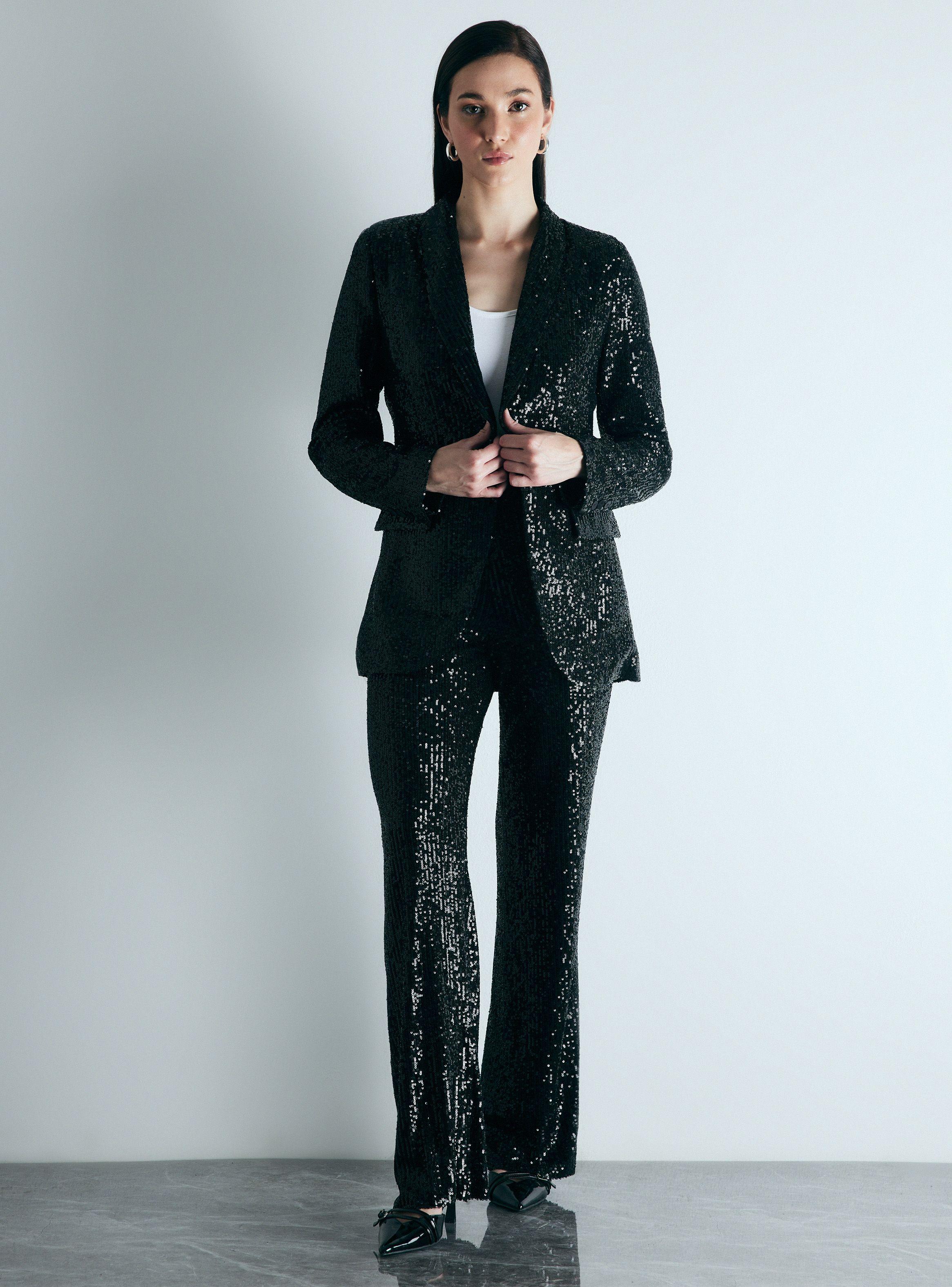Blazer Lentejuelas con Solapa Angosta-4