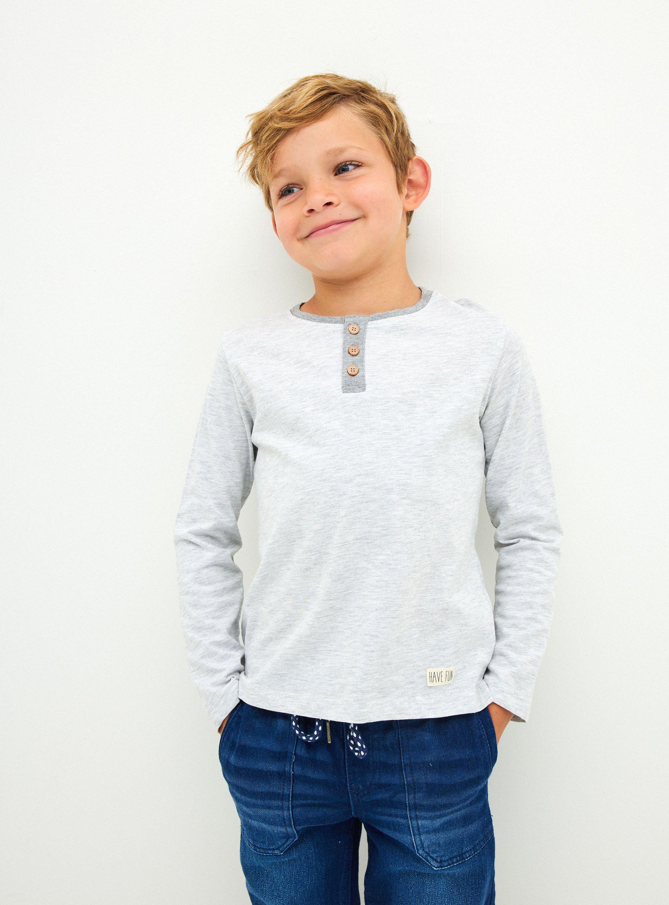 Polera Lisa Bicolor con Botones en el Cuello-0