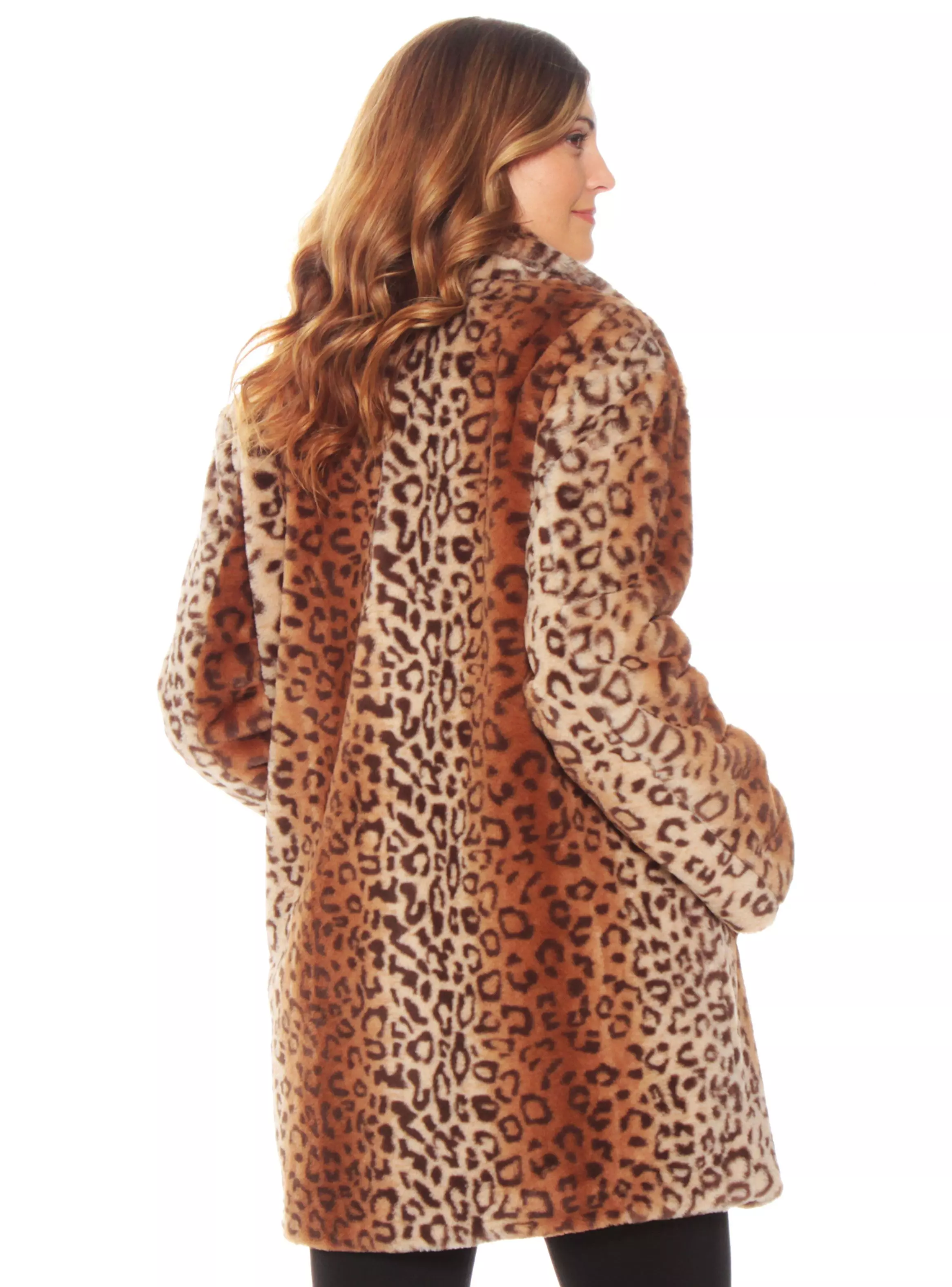 Abrigo Manga Larga De Piel Sintética Animal Print-1