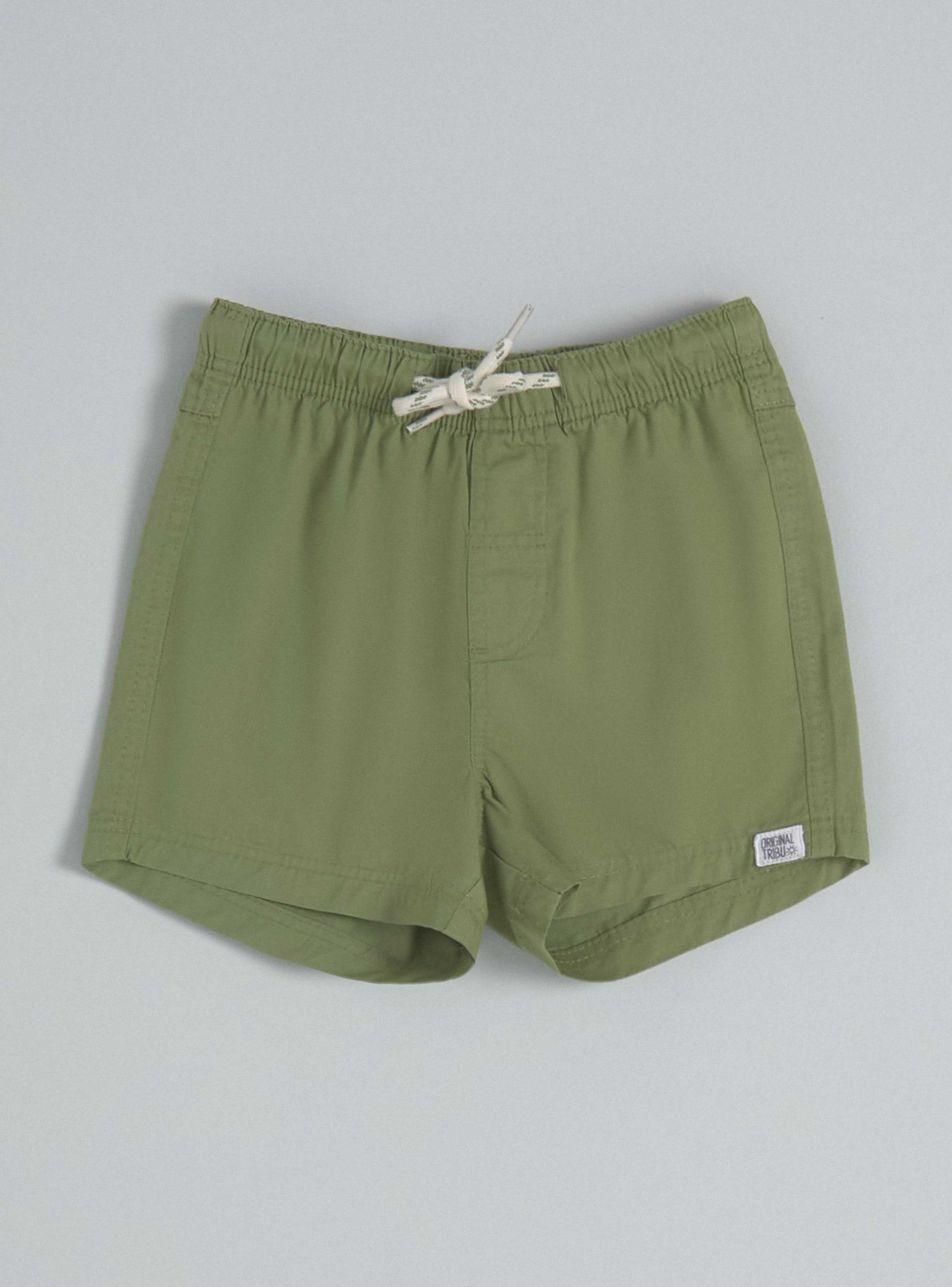 Short de Twill de un Color con Cordón Ajustable-0