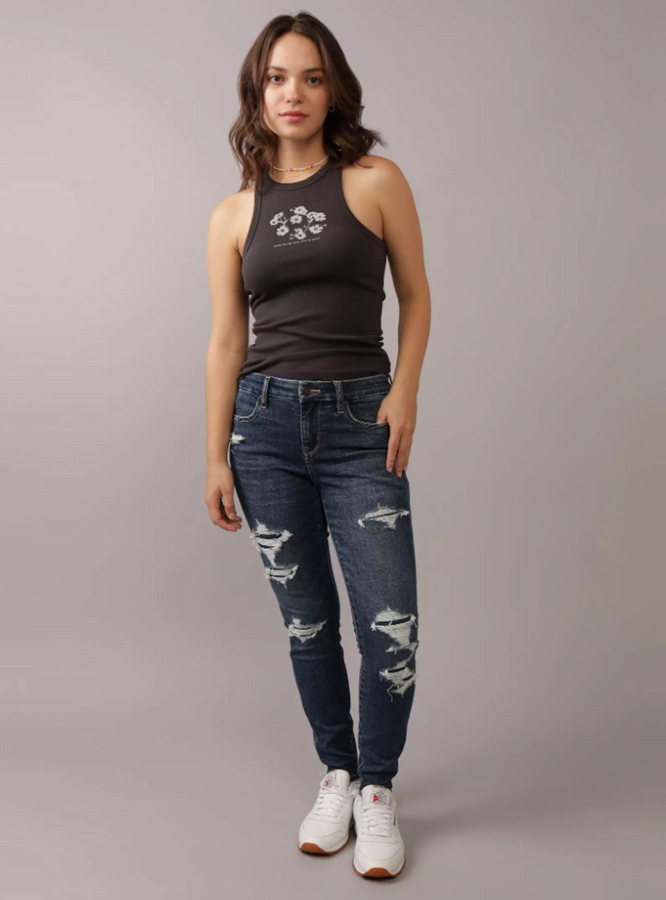 Jeans Ae NeT Level Jegging Curvy Tiro Alto con Rasgados-2