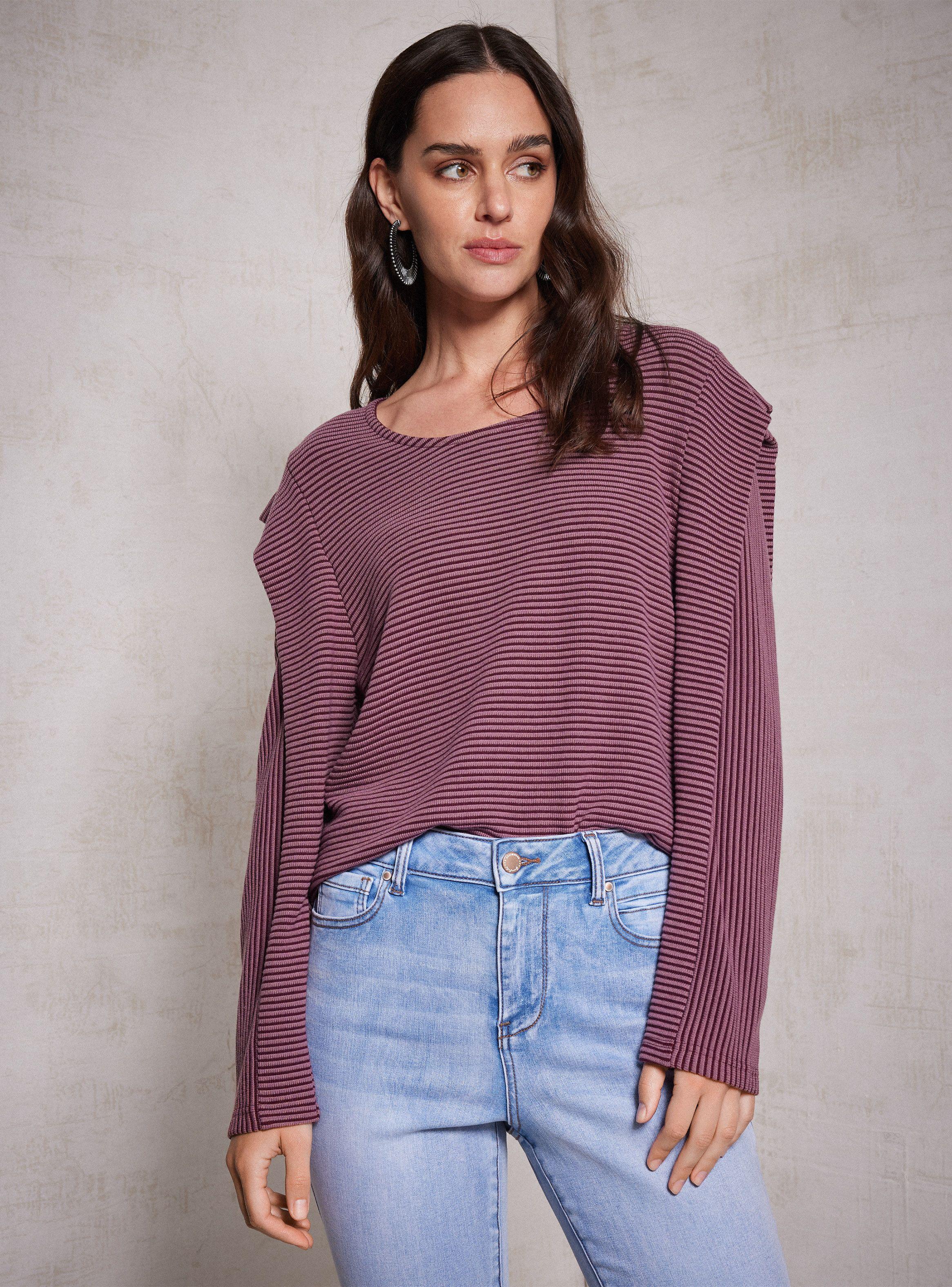 Sweater Texturizado Con Pliegue En Hombro-0