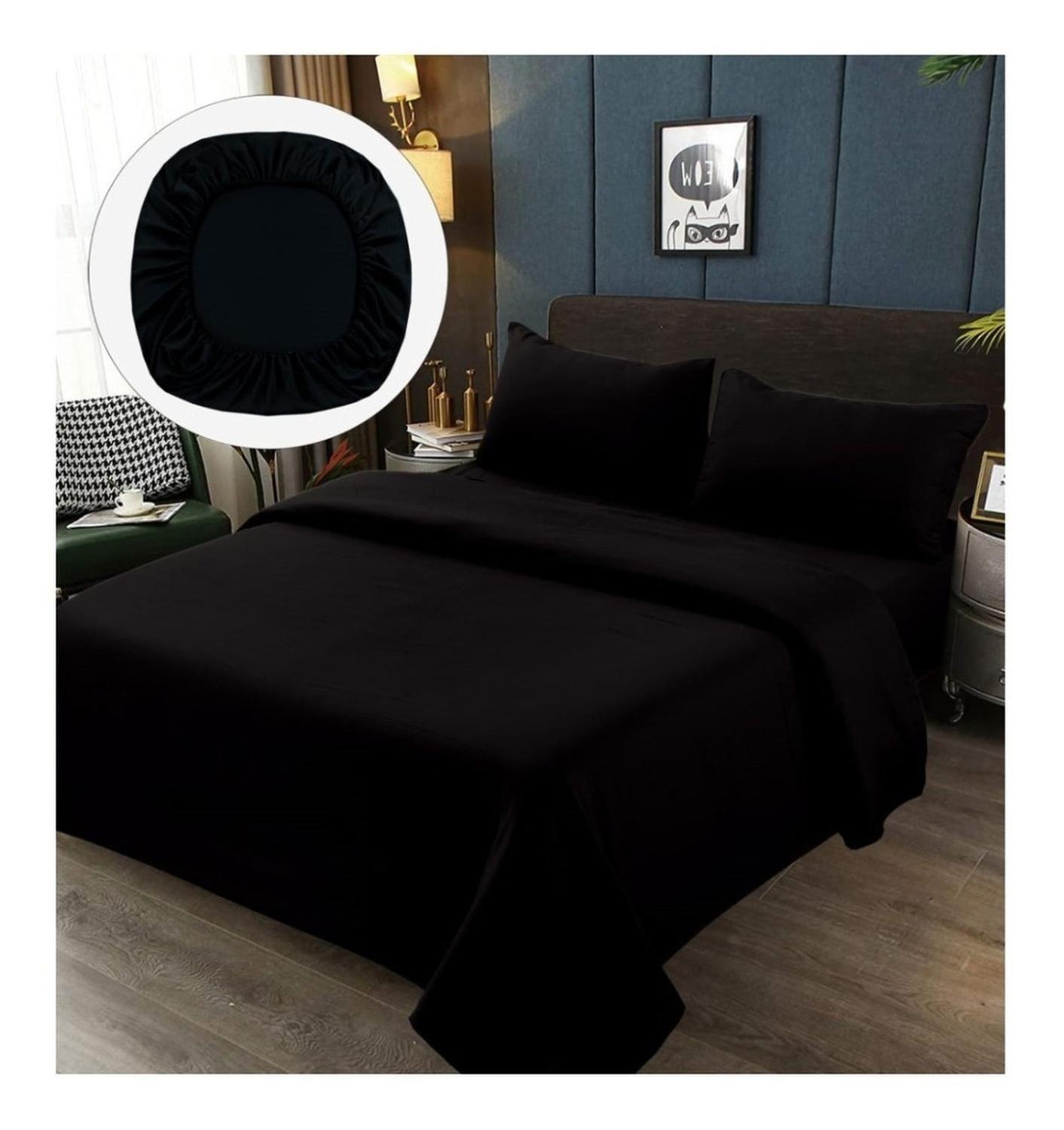 Sabanas Premium Algodón 2.0 Plazas 200 hilos Queen-Negra-0
