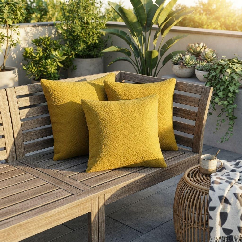 Funda Decorativa Plush Amarillo Texturizada Pack de 3 046 para Hogar-2