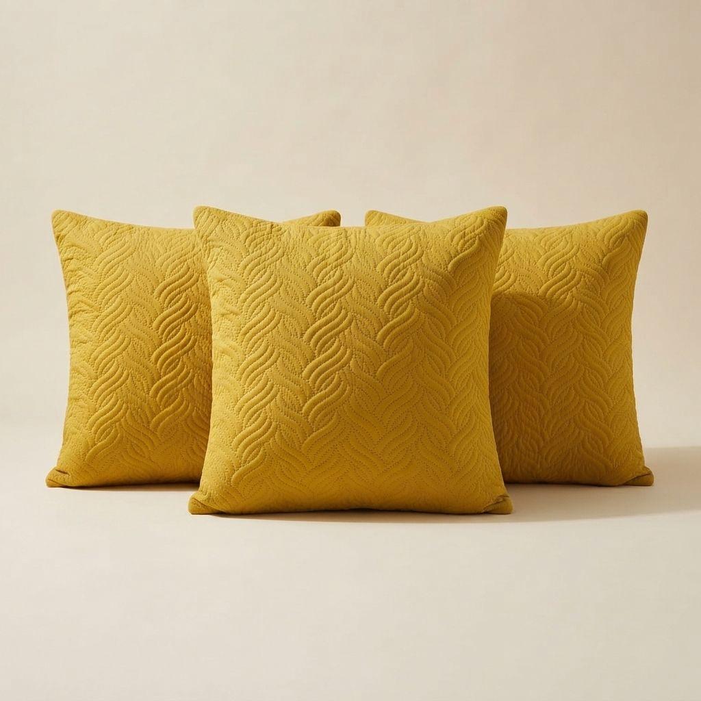 Funda Decorativa Plush Amarillo Texturizada Pack de 3 046 para Hogar-6