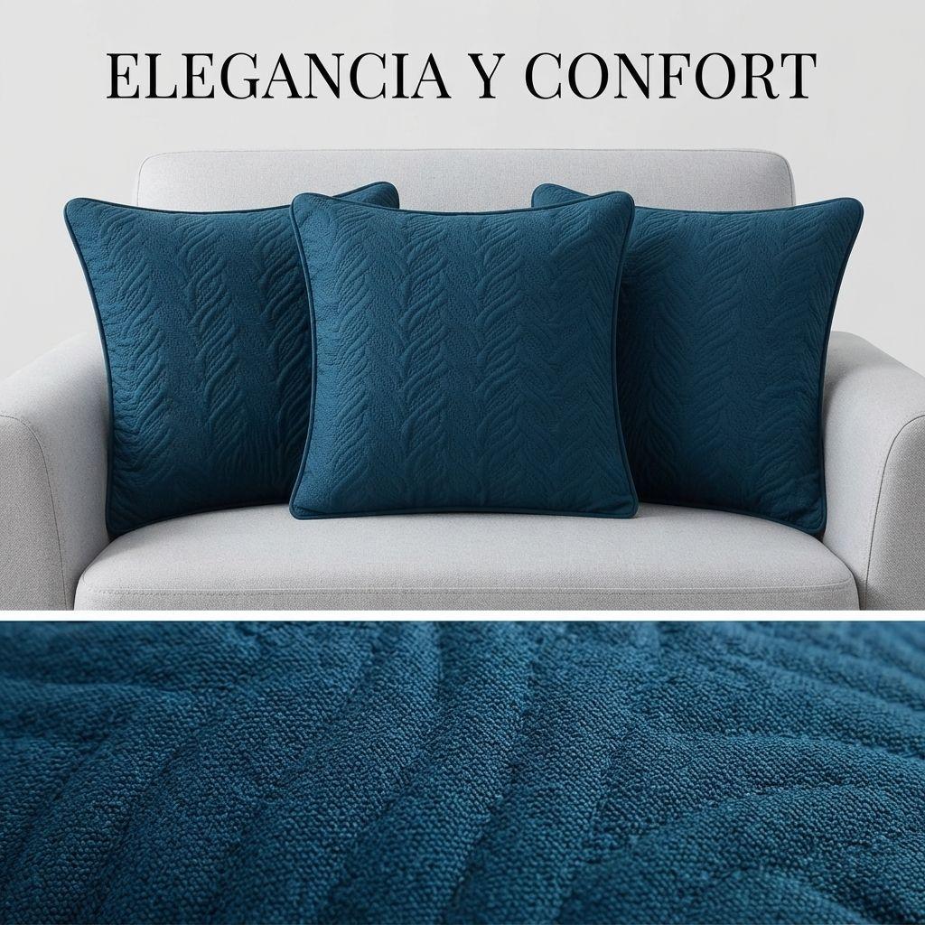 Funda Decorativa Plush Azul Texturizada Pack de 3 046 Estilo Único-6