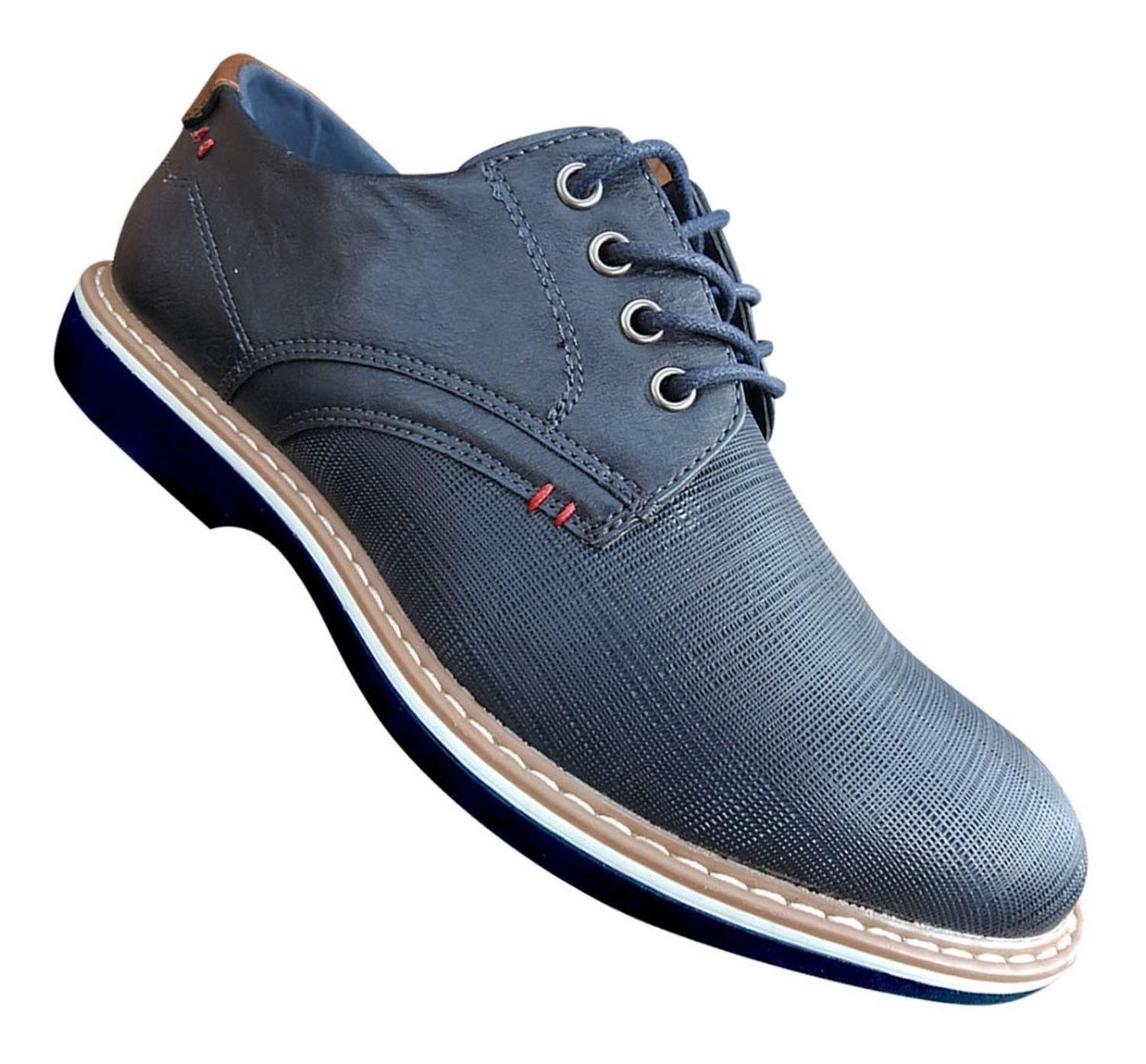Zapato De Hombre Casual Oxford Cuero Pu - Azul - 7117-0