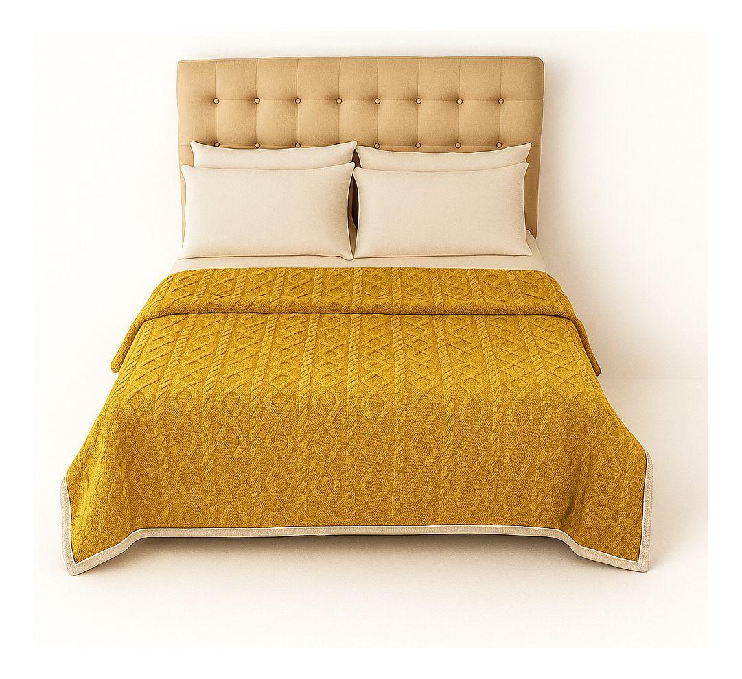 Manta reversible Sherpa 160x220 diseño geométrico amarillo hogar moderno-2