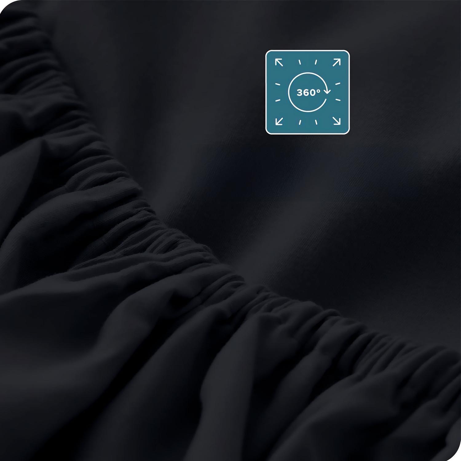 Sabanas De Algodon 800 hilos Premium 1 plaza Twin Negro-2