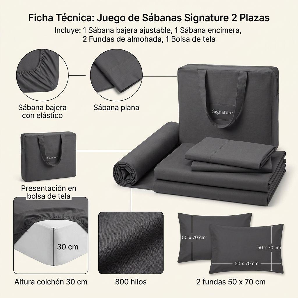 SABANAS 800 HILOS SIGNATURE  TURQUESA 2 PLAZAS 794 -2