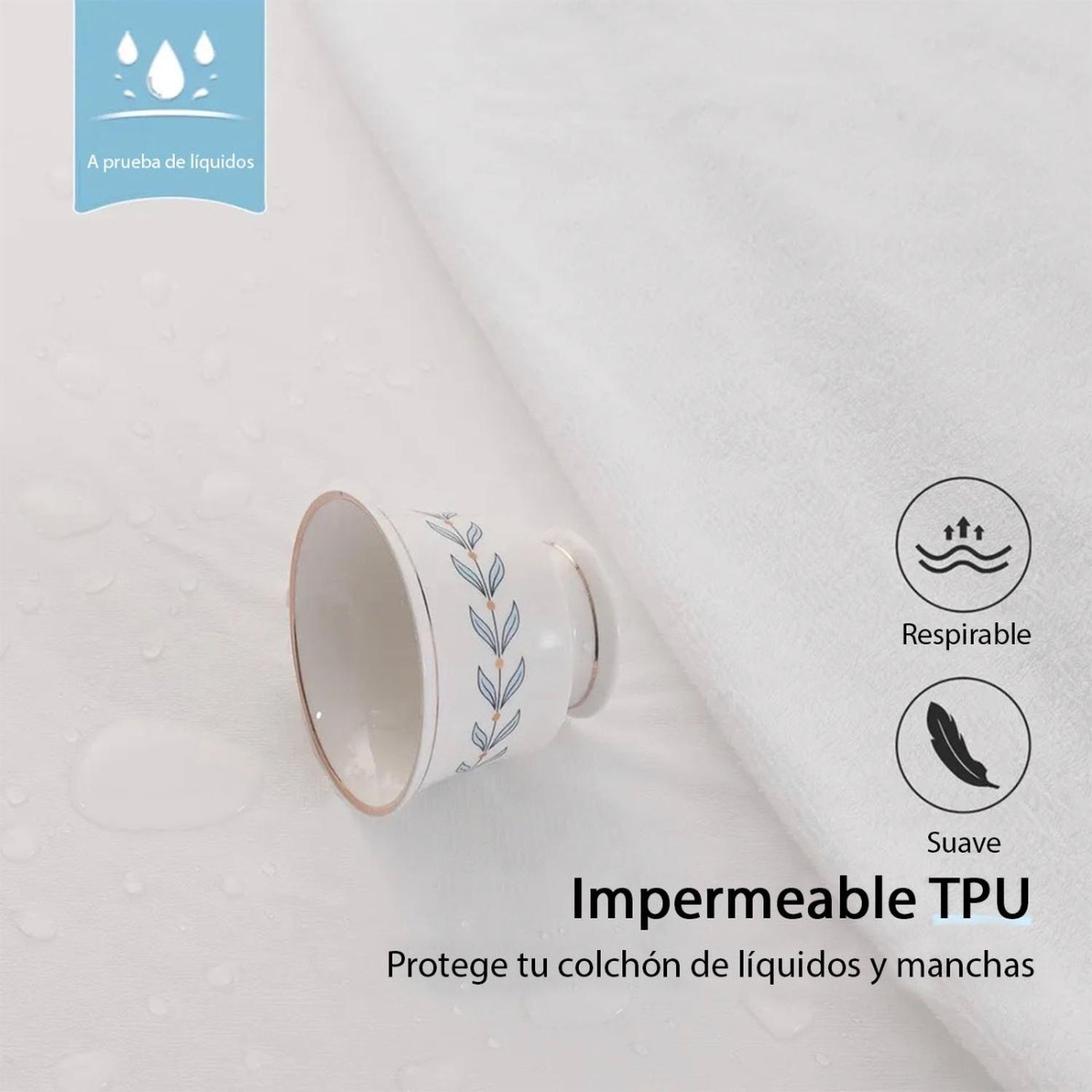 Cubrecolchon Protector Impermeable Blanco 3.0 Plazas-2