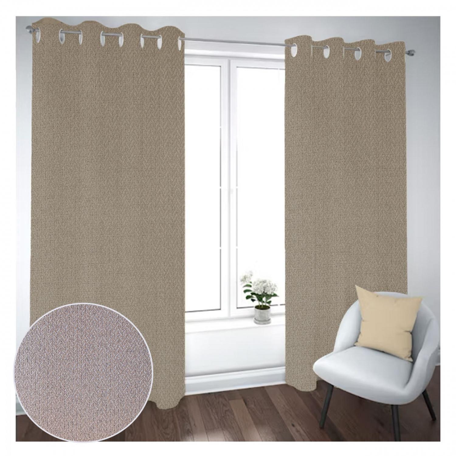 Cortina Black Out 2 Paños Decorativa Café Diseño N°23 (140X230)-1