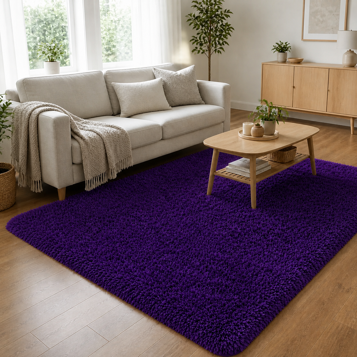 Alfombra Shaggy Pelo Medio 180×200 Antideslizante Modelo 026-4