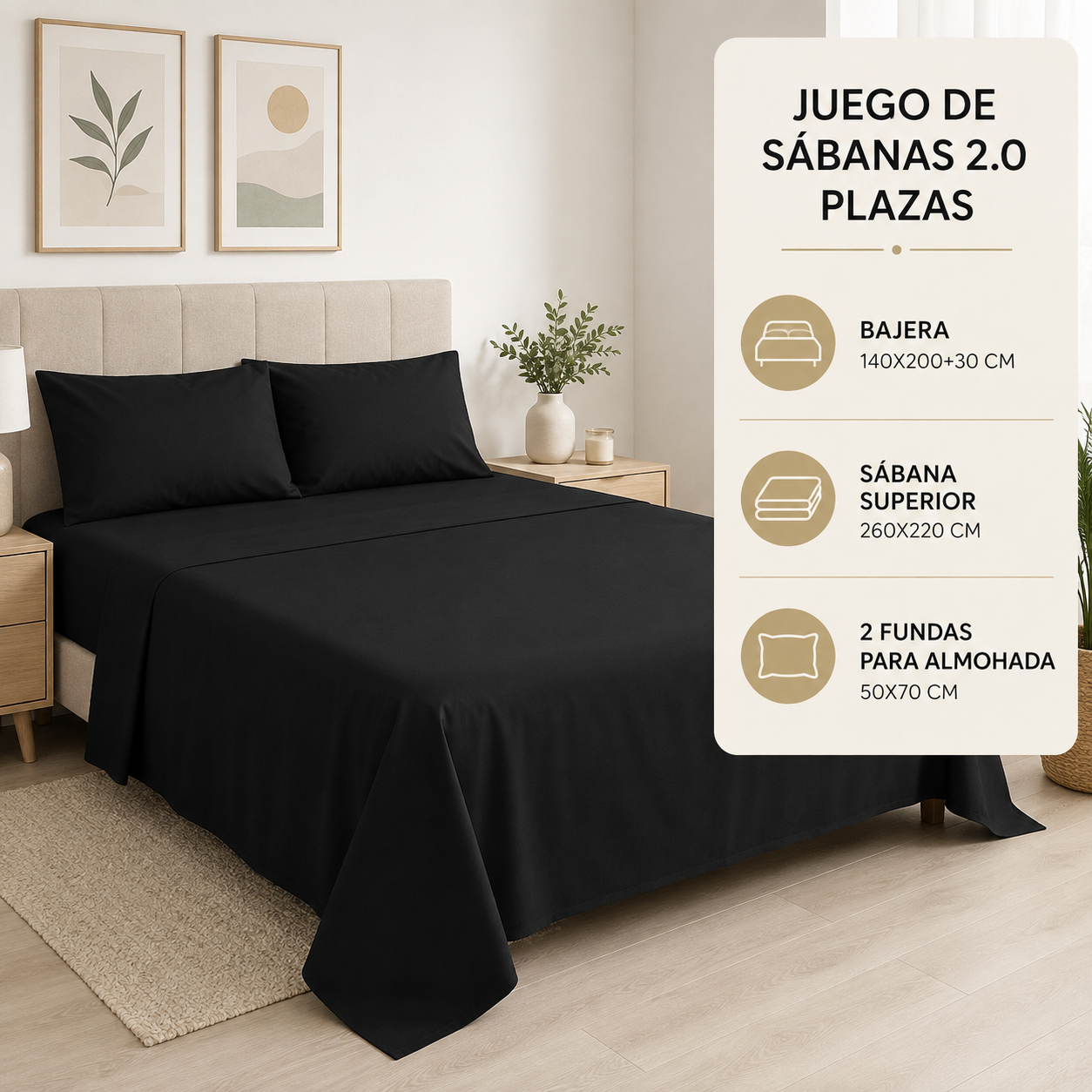 Juego De Sabanas 800 Hilos 2.0 Plazas- 4 Piezas 812-8