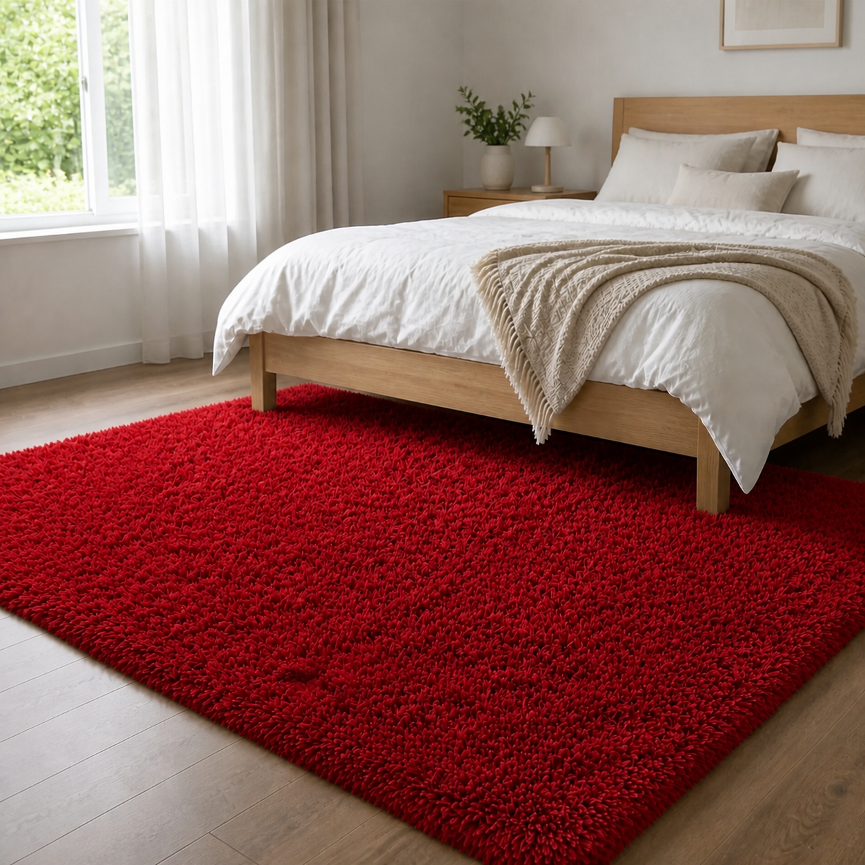 Alfombra Shaggy Pelo Medio 180×200 Antideslizante Modelo 026-0