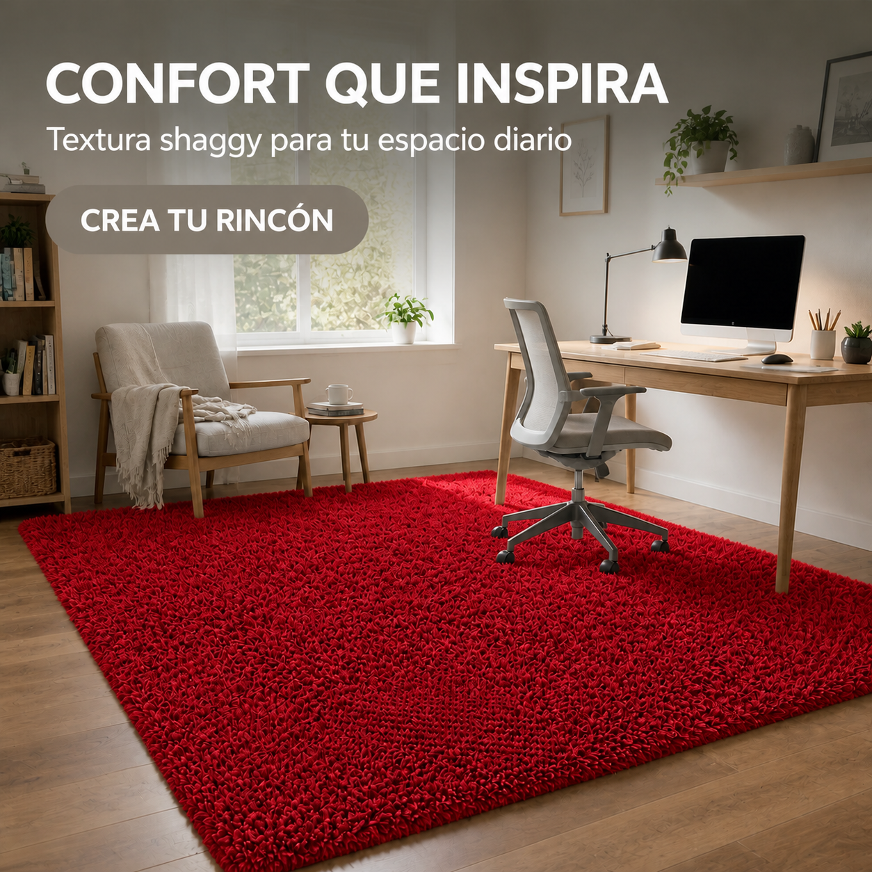 Alfombra Shaggy Pelo Medio 180×200 Antideslizante Modelo 026-2