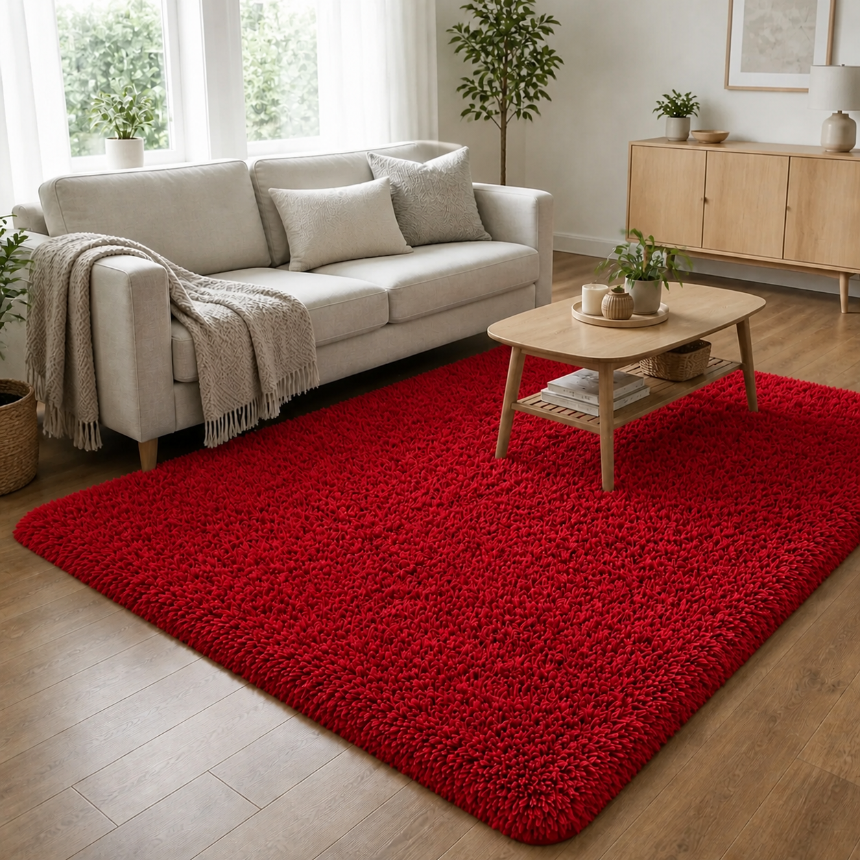 Alfombra Shaggy Pelo Medio 180×200 Antideslizante Modelo 026-4