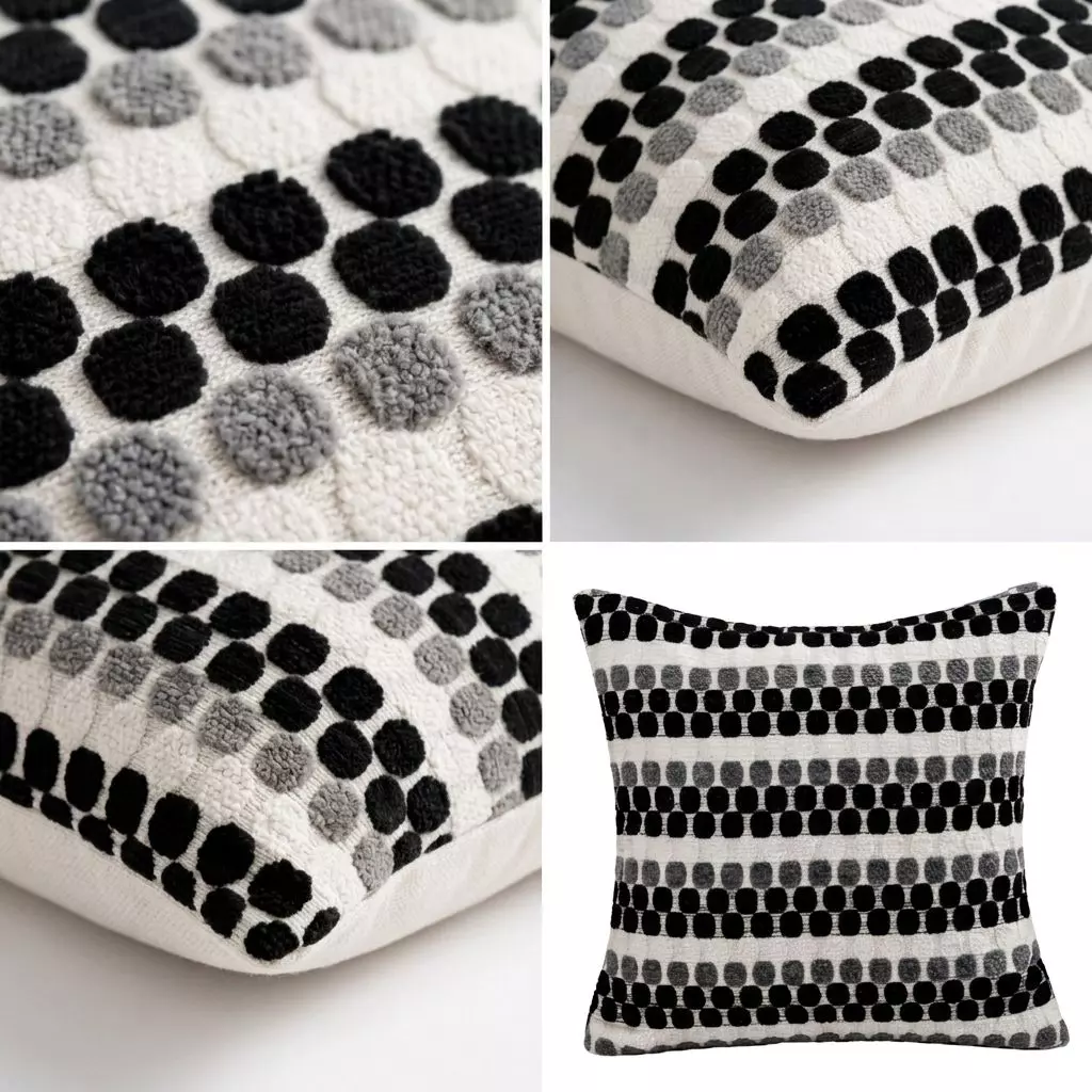 Set 5 Fundas Cojín Diseño Geométrico Texturado Negro 45 cm Cuadradas - 012-5
