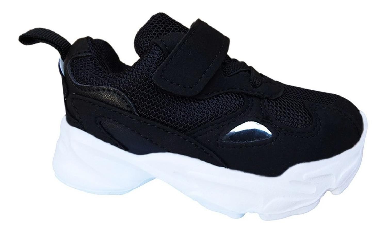 Zapatillas Infantiles Urbanas Deportivas Velcro Negro - 7160-0