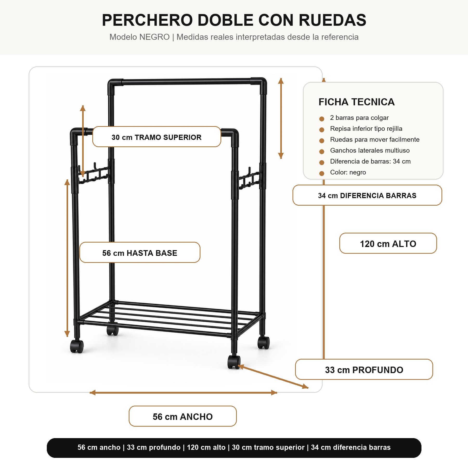 Colgador de Ropa Plegable Armonia 120x56x33 cm Blanco 027-2