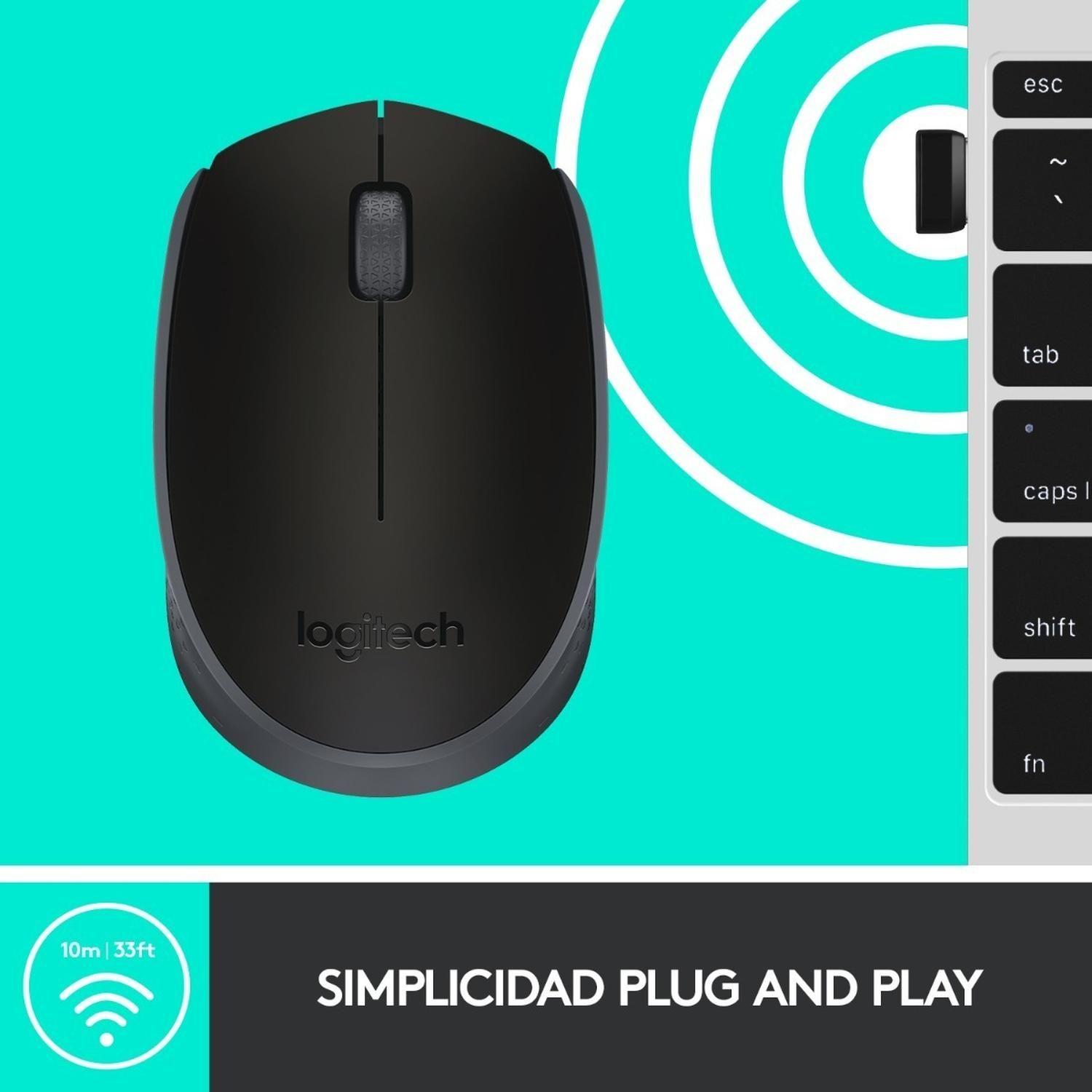 Mouse Inalambrico Logitech M170 Negro Larga Durarion-2